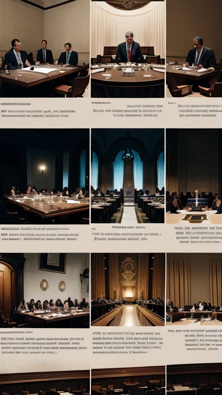 (masterpiece, historical documentation, impactful:1.3), immersive visual journey into UN negotiations, (diplomats at the table:1.2), archival photographs overlay, key figures in discussion, (intricate details of discussions:1.1), aged parchment aesthetics, diplomatic documents scattered, faces reflecting tension, sepia tones, iconic moments frozen in time, emotional gravity, the birth of resolutions, immersive storytelling through historical artifacts, high-resolution clarity, detailed timeline, palpable tension, visual exploration of pivotal moments shaping global peace.
