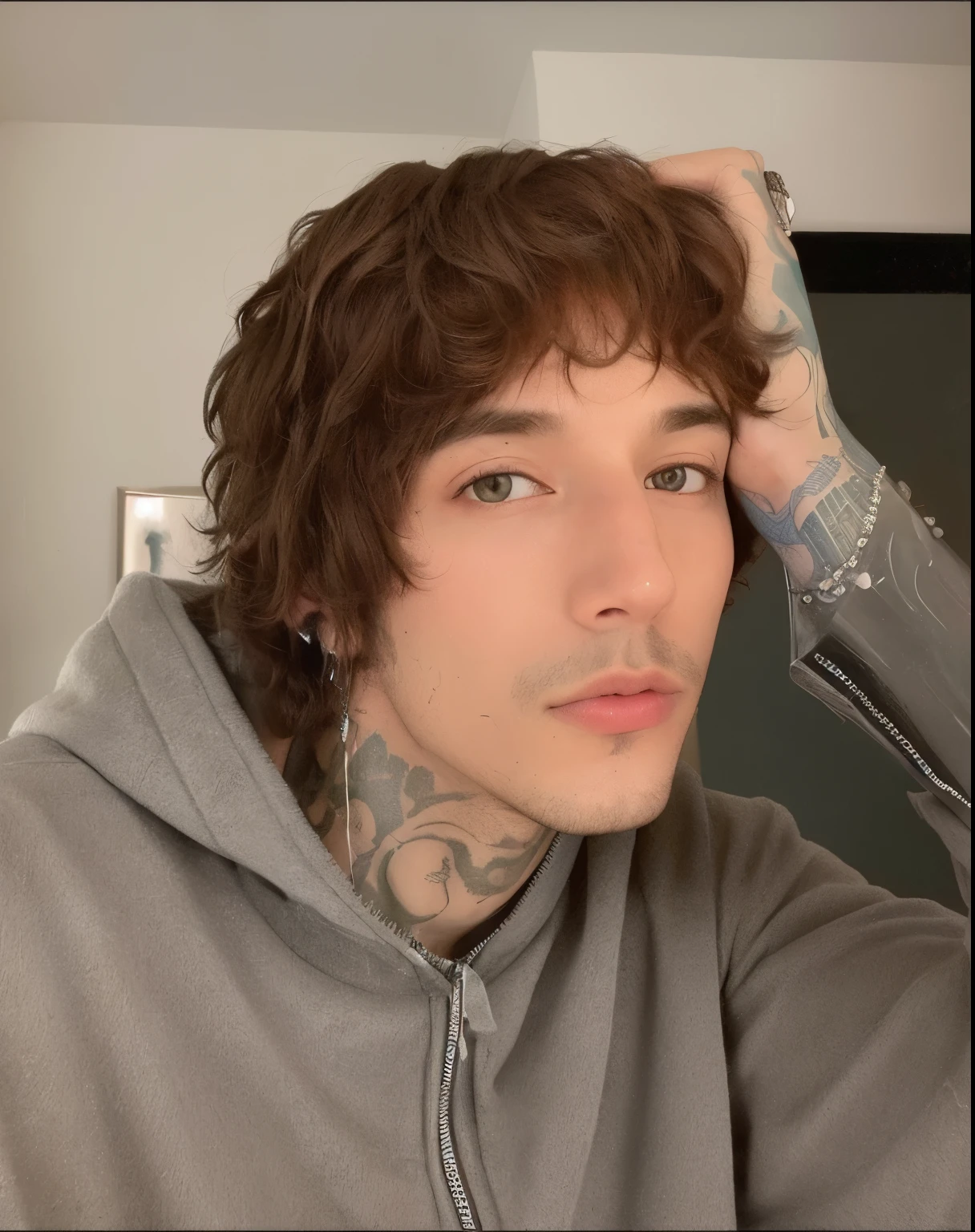 arafed man com tatuagens on his arms and neck in a mirror, peep, Bradley Wright, headshot Foto do perfil, taken at the beginning of 2020, lens frame, inspirado por Cam Sykes, estilo de seb mckinnon, deiv calviz, com tatuagens, Foto do perfil 1024px, Foto do perfil, imagem de perfil, Michael Angelo inspirado