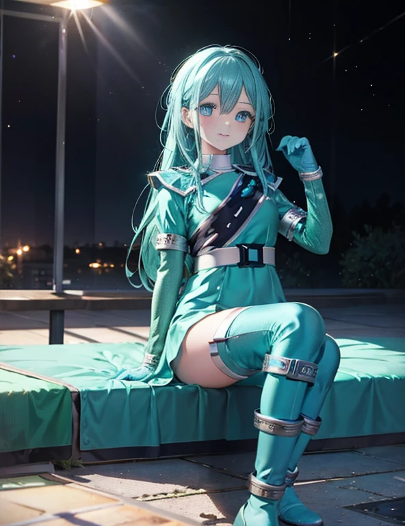 highest quality,sleep on your back in bed，Crab crotch，show me your boots，thigh high boots，leotardチラ見せ，glove，elegant, 1 girl, leotard，body suit，cute, blushed, looking at the viewer, from below, prison，blue eyes, beautiful eyes, beautiful background, particles of light, Light of the sun, dramatic lighting, outside, shiny, realistic, table top, highest quality, Super detailed, get used to it, scenery, beautiful and detailed eyes, thin hair，full body shot，