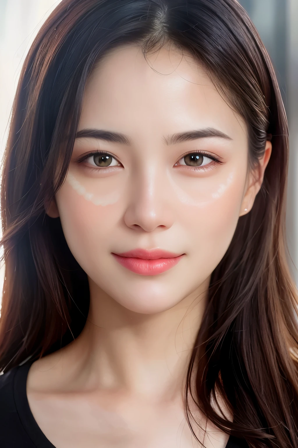 dressed, (photo realistic:1.4), (hyper realistic:1.4), (realistic:1.3),
(smoother lighting:1.05), (Improve the quality of cinematic lighting:0.9), 32K,
1 girl,20 year old girl, realistic lighting, Backlight, light shines on your face, ray tracing, (bright light:1.2), (Improvement of quality:1.4),
(Highest quality realistic textured skin:1.4), detailed eyes, detailed face,
(Tired, sleepy and happy:0), (smile:0), close up of face, T-shirt,
(Enhance the mood of your body line:1.1), (Enhances the beauty of skin texture:1.1)