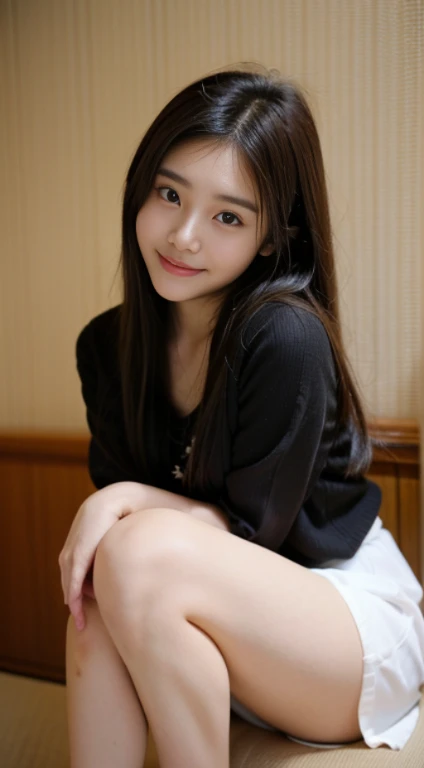 highest quality、face focus、soft light、(Depth of bounds written)、Super high resolution、(Photoreal:1.4)、Raw photo、(on lap:1.4)、((Bend one knee slightly))japanese girl1人、Huge 、(full of embarrassment、cold smile:1.1)、(with brown eyes)、detailed beautiful face、(cute hairstyle)、high angle shot、center view、Two arapefi Asian women wearing satin flash stand on a city street、very cute girl、japanese girl、wearing a lace slip dress、surrealist female student、surrealist female student、high school girl pose、Full body Esbian、beautiful skin、glowing skin、nice thighs、Shining thighs、shiny legs、on lapの黒いハイソックス、Japanese high school 、Nogizaka Idol、korean idol、Please join us、((enchanting eyes))、Japan Binding、