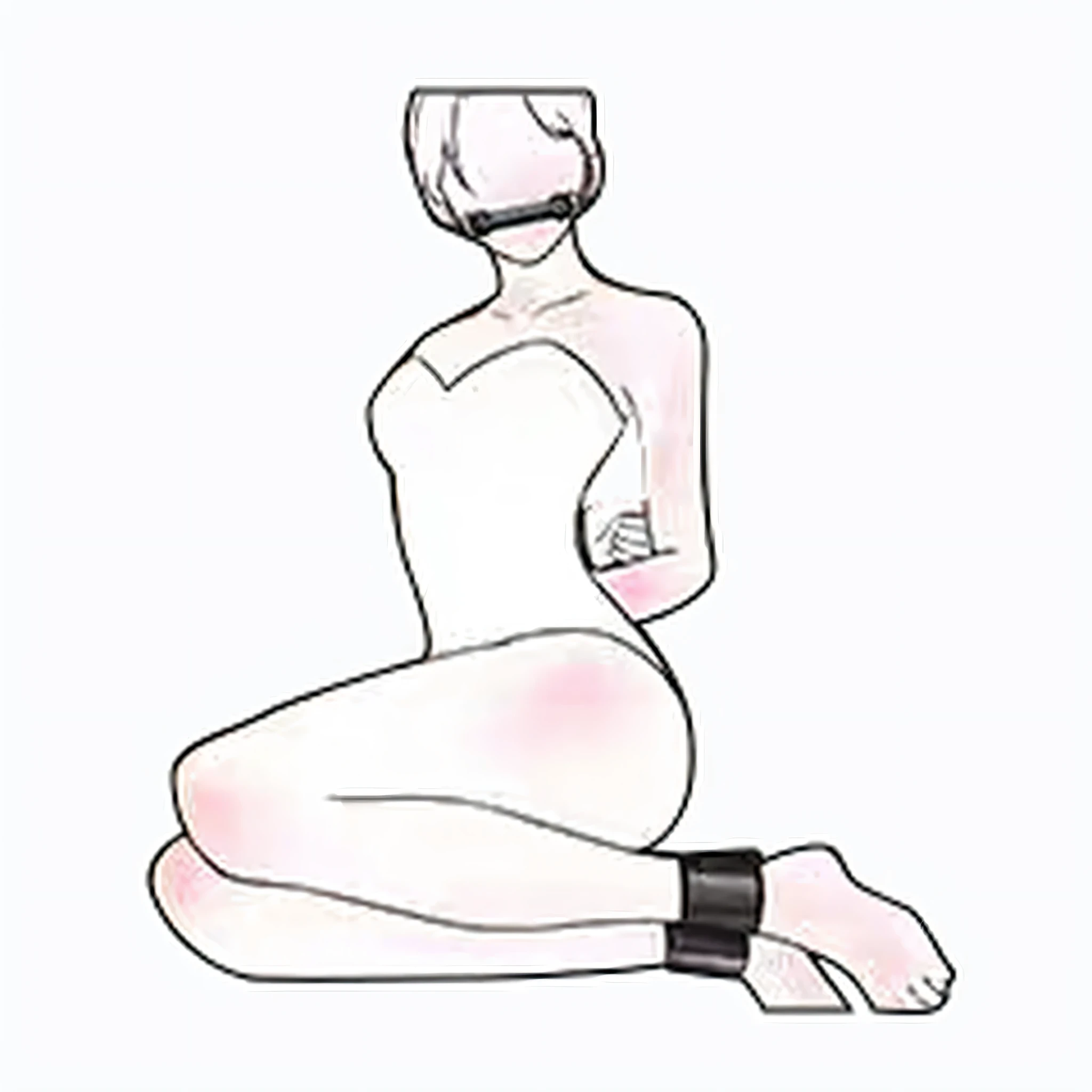 Drawing of a woman in a white dress sitting on the ground, sitting position, Dominant posture, neutral posture, relaxed posture, Posture with hands behind body!, various postures, maintain posture, whole body posture, bandage, Cute and elegant pose, whole body posture, creepy pose, sexy Dominant posture, 诱人的sitting position, snake pose