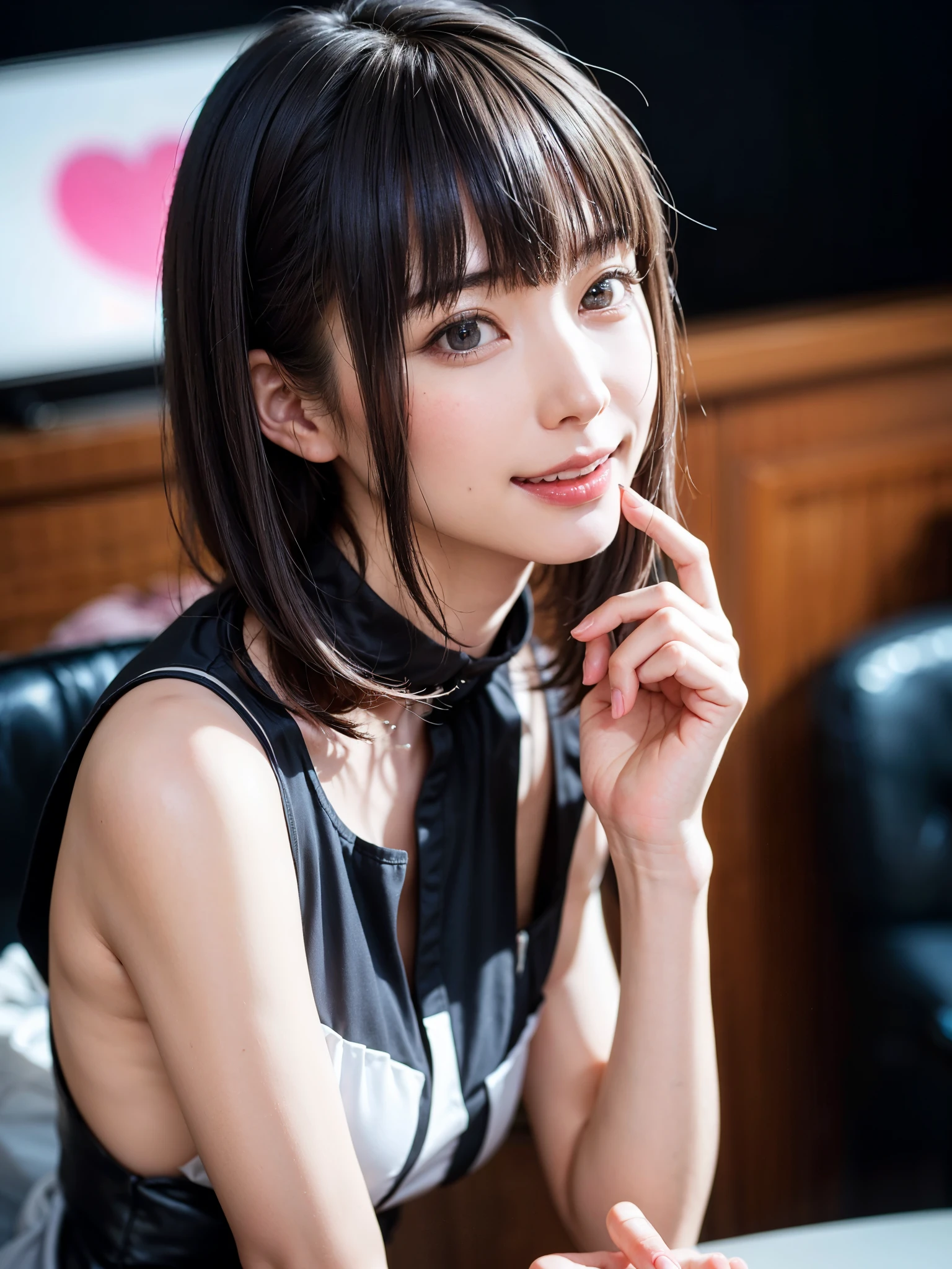 (table top, highest quality、High resolution:1.4、very attractive beauty、Adds intense highlights to the eyes、look closely at the camera:1.4、Beautiful woman full of charm、ideal body proportions、perfect anatomy、brunette short bob hair、shiny hair、bangs:1.4、光沢のあるbangs:1.4、lip gloss),1 girl, Report, light brown shiny hair, scarf,realistic, looking at the viewer、Please tilt your head slightly, bright colored crystal light blue eyes, short and shiny hair、 chest中央に穴の開いた白いタートルネックの衣装,chestの真ん中に丸い穴のあるセクシーな白いタートルネック ニット セーター、 lips, lip gloss, Upper body、Big eyes、eyelash、face is a little red、embarrassing)、((italian road in winter))、((short hair with Big eyess、Give students very powerful highlights、{Huge|big|Hugeな|mega} chest:2、very bigger chest:2、look at the audience、very beautiful beauty、show me your ears、long neck、smile、smile、Happy、beautiful teeth、口を開いてsmile、heart shaped eyes))、28 years old、very cute super model、bangs:2