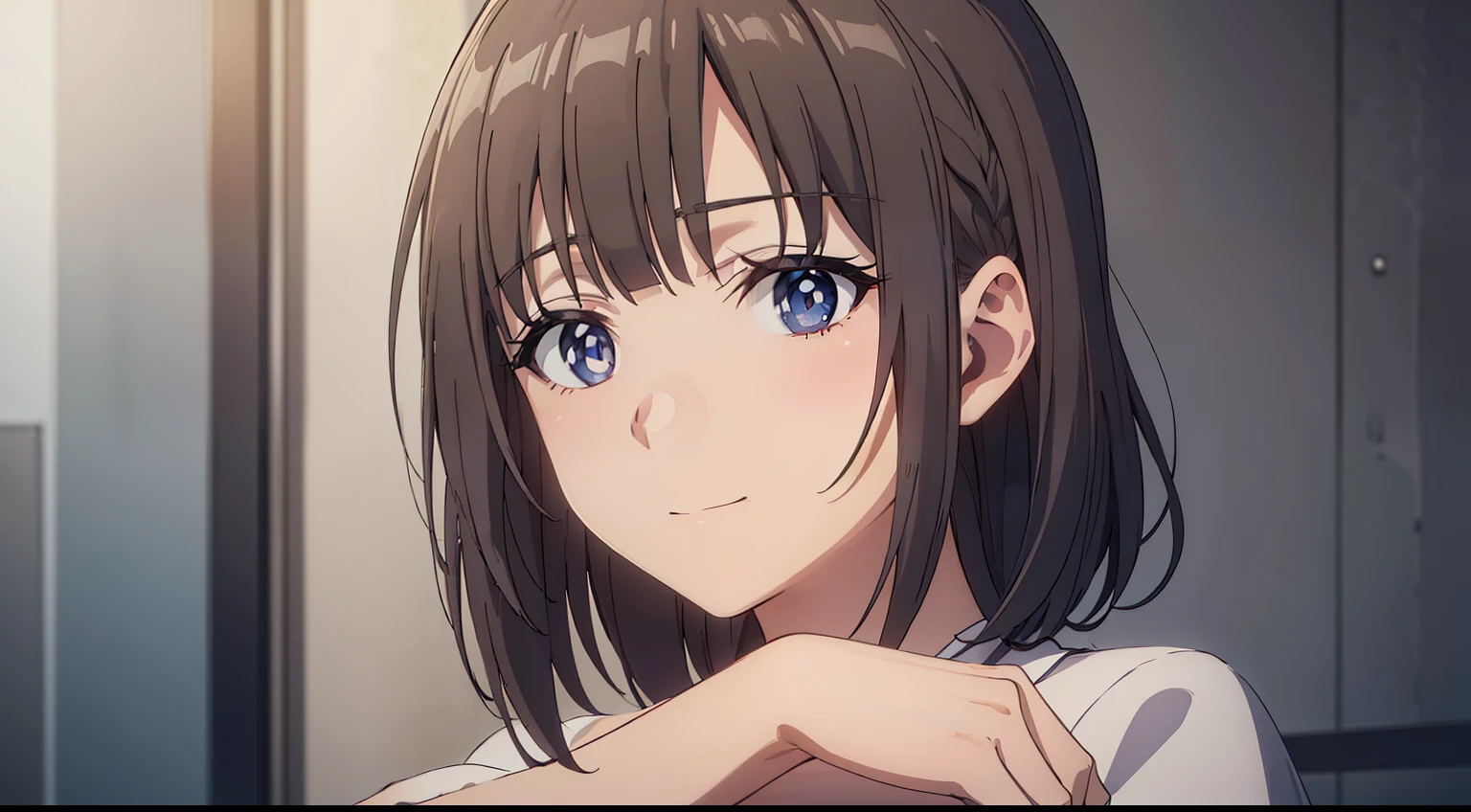 fukusawa_daeri, short hair, black hair, blue eyes, mommy vibes, mature, faint smile, waiting, BREAK looking at viewer, BREAK (masterpiece:1.2), best quality, high resolution, unity 8k wallpaper, (illustration:0.8), (beautiful detailed eyes:1.6), extremely detailed face, perfect lighting, extremely detailed CG, (perfect hands, perfect anatomy)