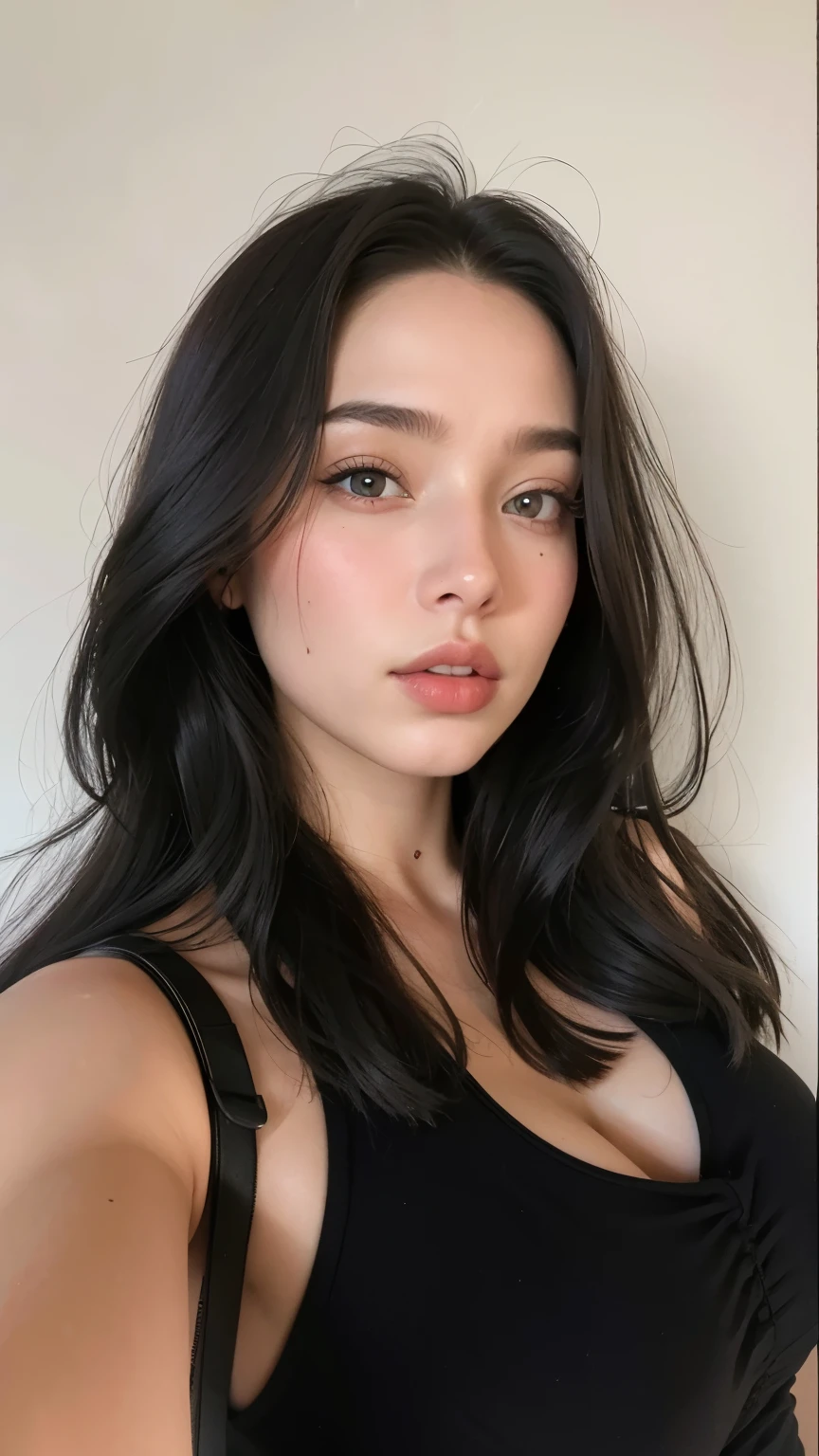 um close up de uma mulher com longos cabelos pretos e um top preto, Retrato de Sophie Mudd, rosto perfeito ), Anastasia Ovchinnikova, Bella Poarca, Rosto extremamente lindo, 18 anos de idade, Violeta Myers, Kailee Mandel, garota persa de pele clara, rosto bonito e atraente, Anna Nikonova aka Newmilky, namorada russa, modelo do instagram