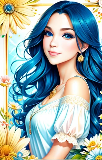 animesque、portraitures、One Person２０Pretty Woman、Moisturized eyes、Casual clothing、a picture、oval jaw、美丽的面容、The hair、Blue eyes with a beautiful glow、LDS Art