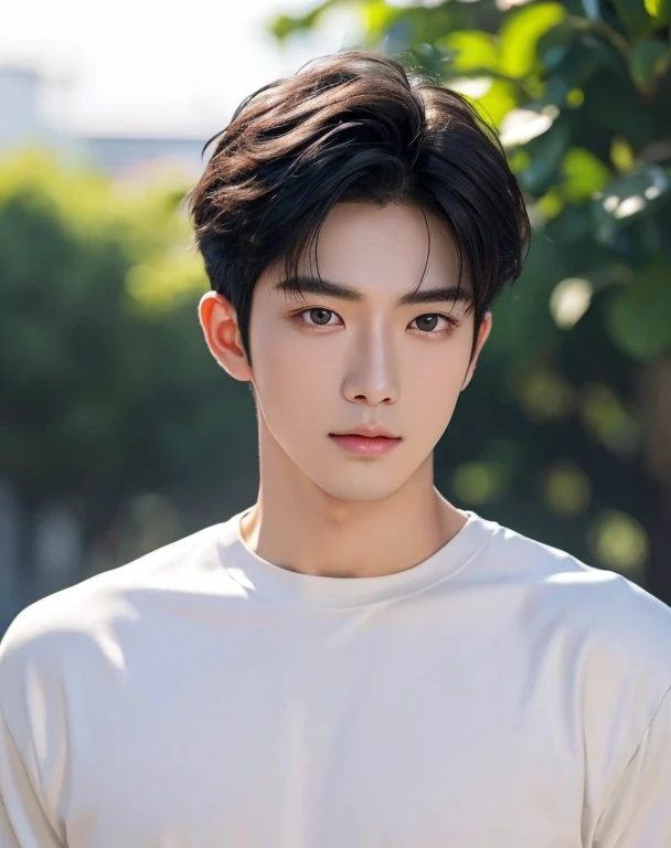 High quality, masterpiece, highly detailed, 8k, perfect face, perfect body, realistic, photogenic, man, Asian, young, black hair, comma hair cut style, handsome, detailed eyes, beautiful detailed nose, realistic body, realistic light, comfortable expressions, cute guy, sweat guy, cool guy, full body