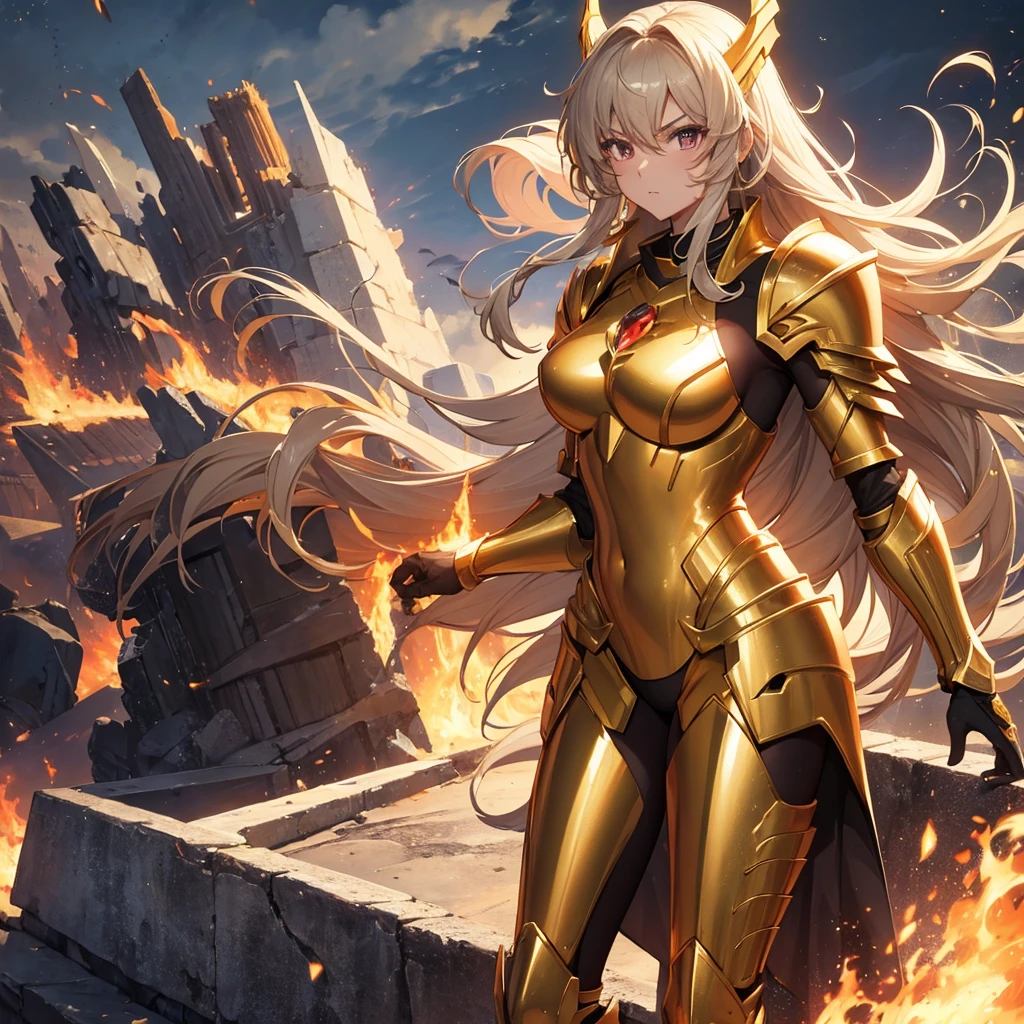 score_9_up, score_8_up, score_7_up, source_anime,masterpiece, best quality, high resolution, extremely detailed CG, absurdres, highres, 1girl, solo, a mecha girl in golden armor with glowing mecha_wings fights at battlefield, ((body surrounded by yellow Battle Aura and lighting)), wings of light, long hair, white_hair, glaring, cleavage, thighs, off-shoulder, (((Shining Armor, glittering Armor))),((mecha wings)), headgear, flying, blue sky, full body, from below, Futuristic, ((aura,Battle Aura, lighting),good_hands