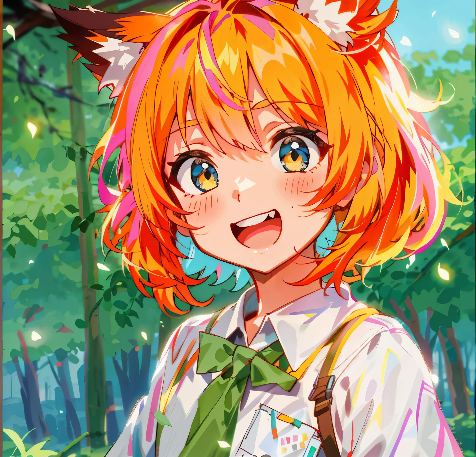 A little hair leaks out from behind,The hair is orange