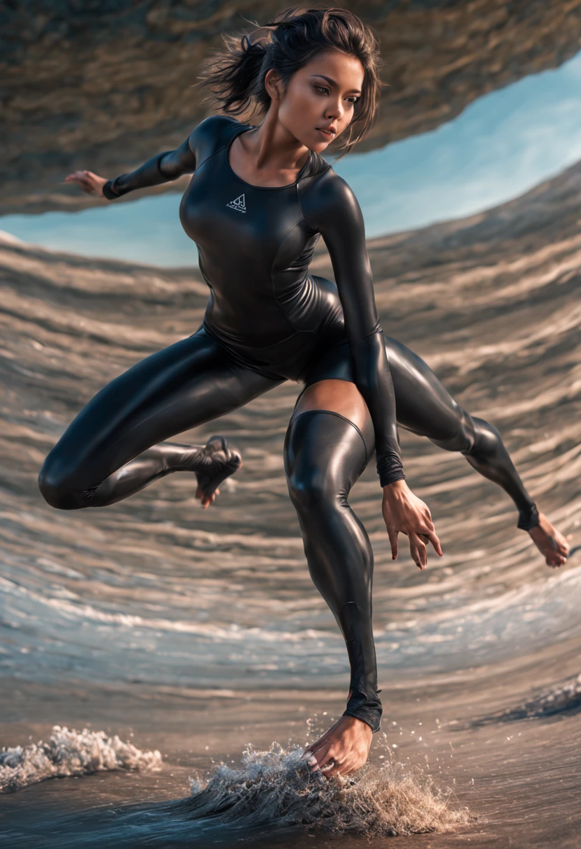 full body rubber human,woman,Beauty,yoga,(surreal), {Highly detailed 8k CG unit wallpaper}, Photographing the expansive landscape
