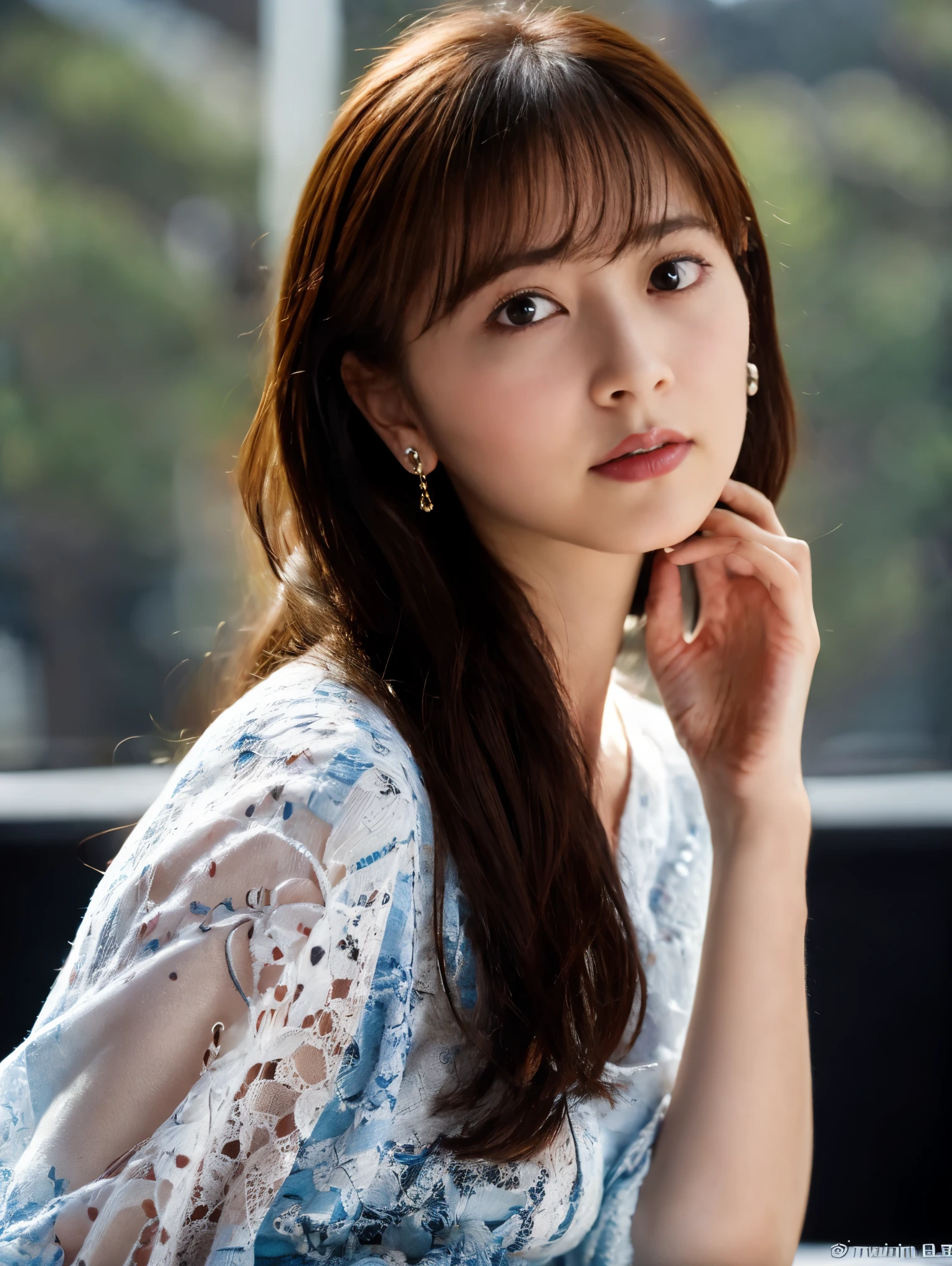 (daydream), 1 girl, Solo Images, Focus chest, (lace dress), (Highly realistic detail faces in 8k HD:1.5 (Soft Scene, Very low lightning), Detailed beautiful reflexed pupils, table top:1.3, Super high resolution:1.2, dynamic lighting)