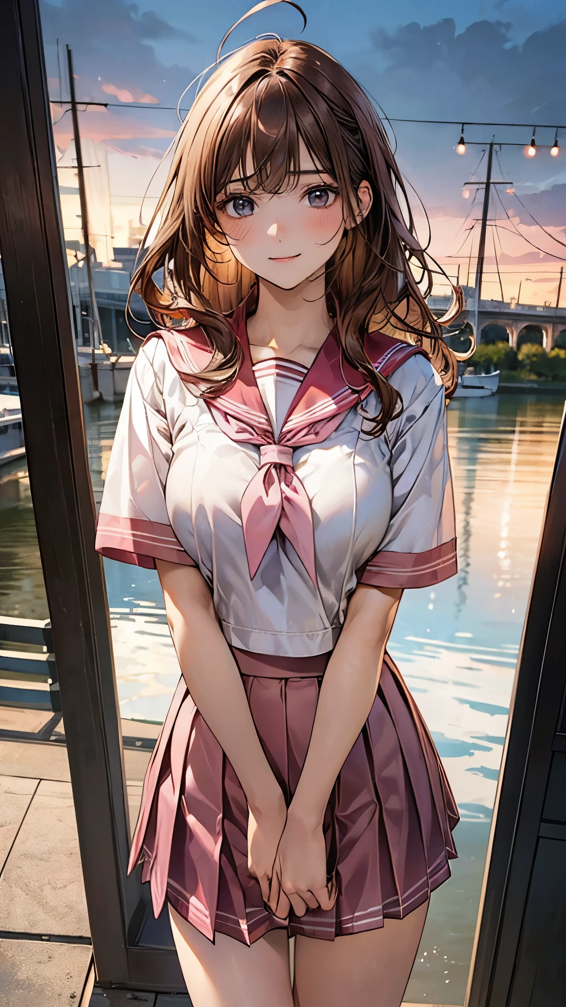 Anime girl in a short skirt posing for a picture - SeaArt AI