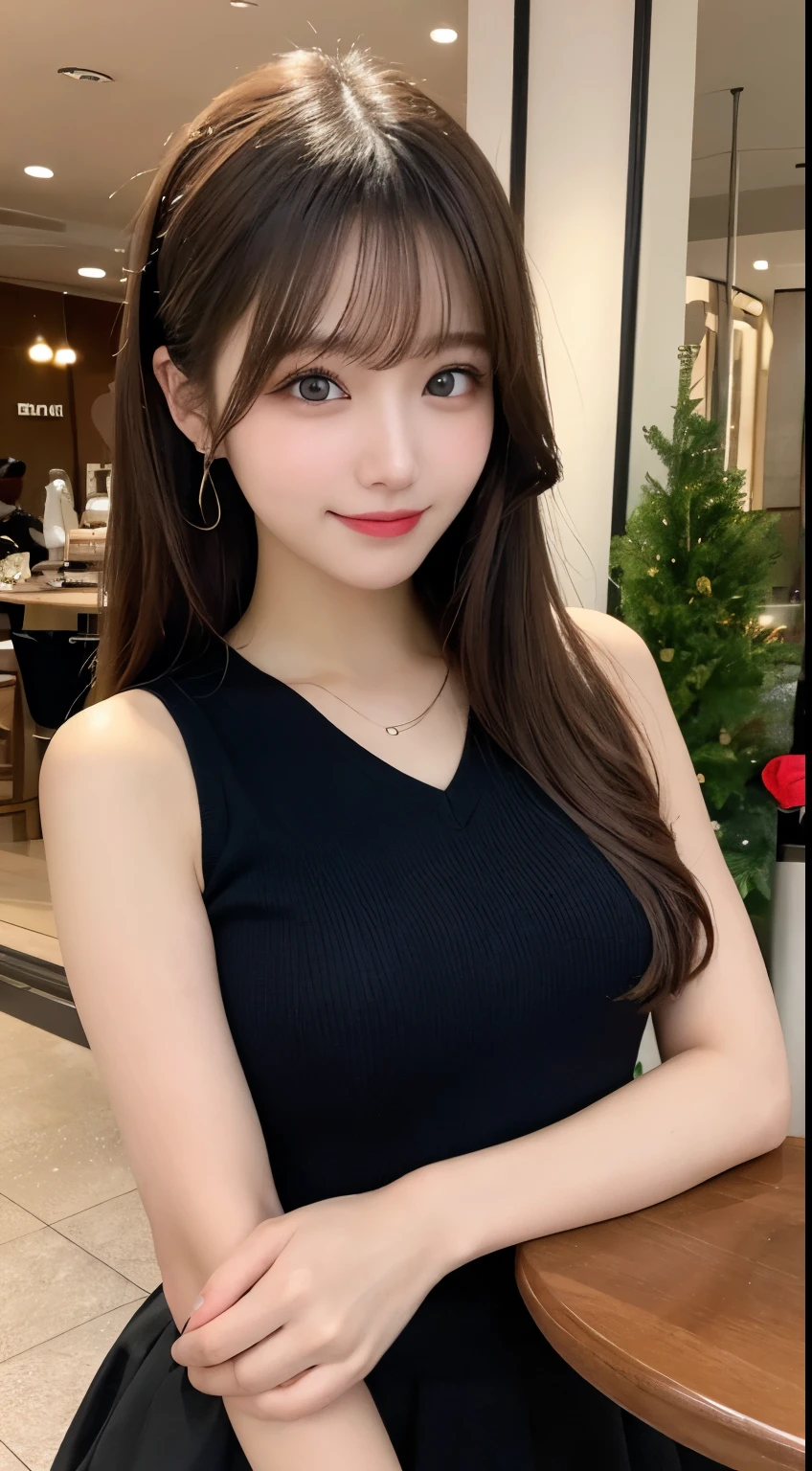 table top, highest quality, shape, Super detailed, finely, High resolution, 8k wallpaper, 完璧なダイナミックな構shape, beautiful and detailed eyes, Trendy Women's Winter Fashion,ponytail,small breasts natural color lip, sexy pose,smile,Harajuku、20 year old girl、sexy look for the camera