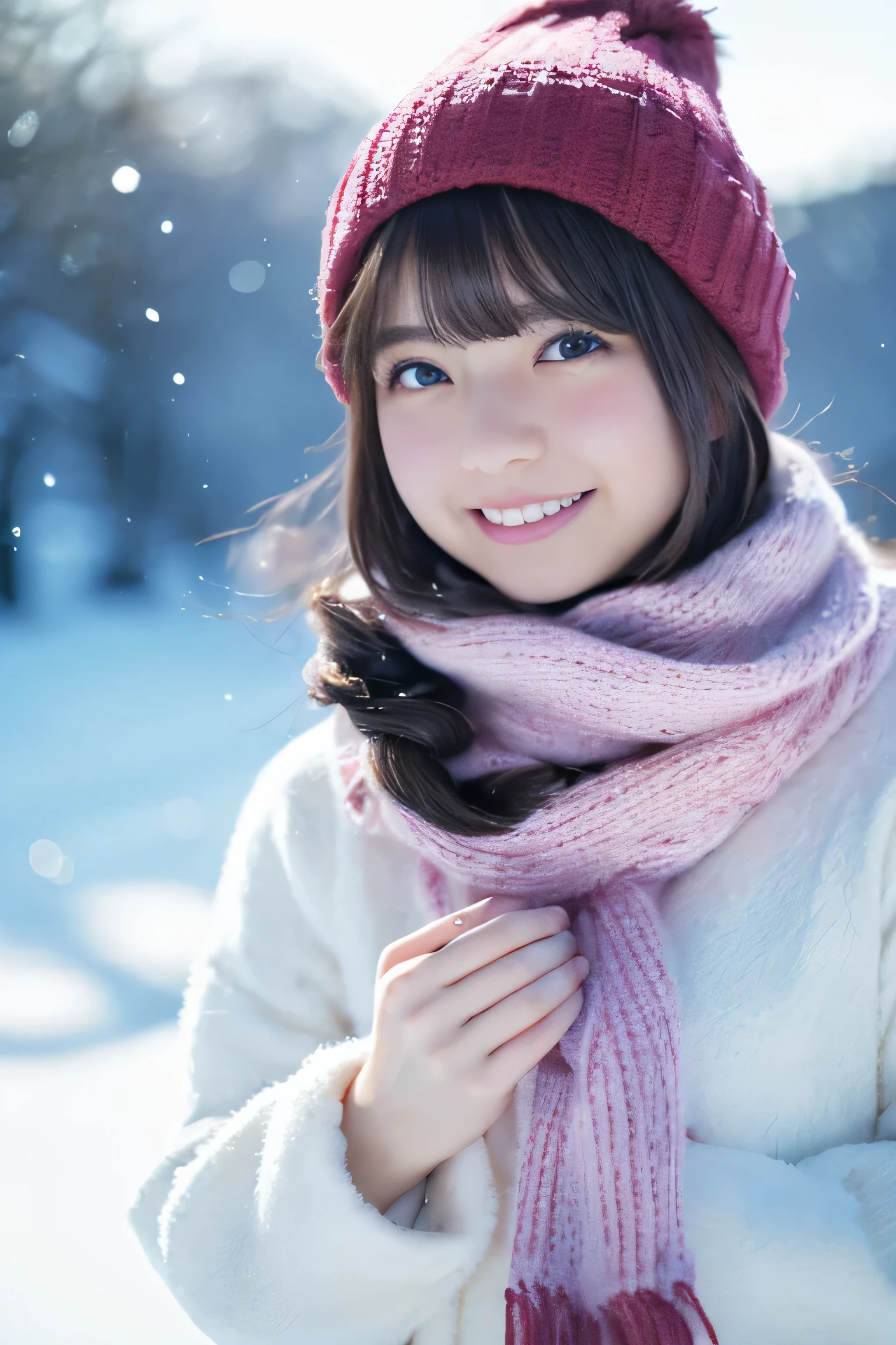 (highest quality,4K,8K,High resolution,table top:1.2),super detailed,(realistic,photorealistic,photo-realistic:1.37),japanese animation,soft colors,fantastic lighting,girl with an innocent look,snow scene,delicate snowflake,detailed winter clothes,My cheeks turned red from the cold,fun snowball fight,cold breath in the air,A sparkling winter wonderland,sunlight passing through the clouds,peaceful and calm atmosphere,Clear blue sky,delicate snow sparkle,Gentle snow is falling in the background,lively and expressive eyes,Snowflakes falling on eyelashes and hair,blush rosy cheeks,Joyful laughter,silent footprints in the snow,cold and refreshing air,warm winter scarves and beanies,An endless snow field,Delicate and graceful movements,innocence and purity,childlike wonder and joy,winter magic in the air,Lively animated scenes,Soft and comfortable clothing texture,smile and happy face,dream-like fantastic landscape.