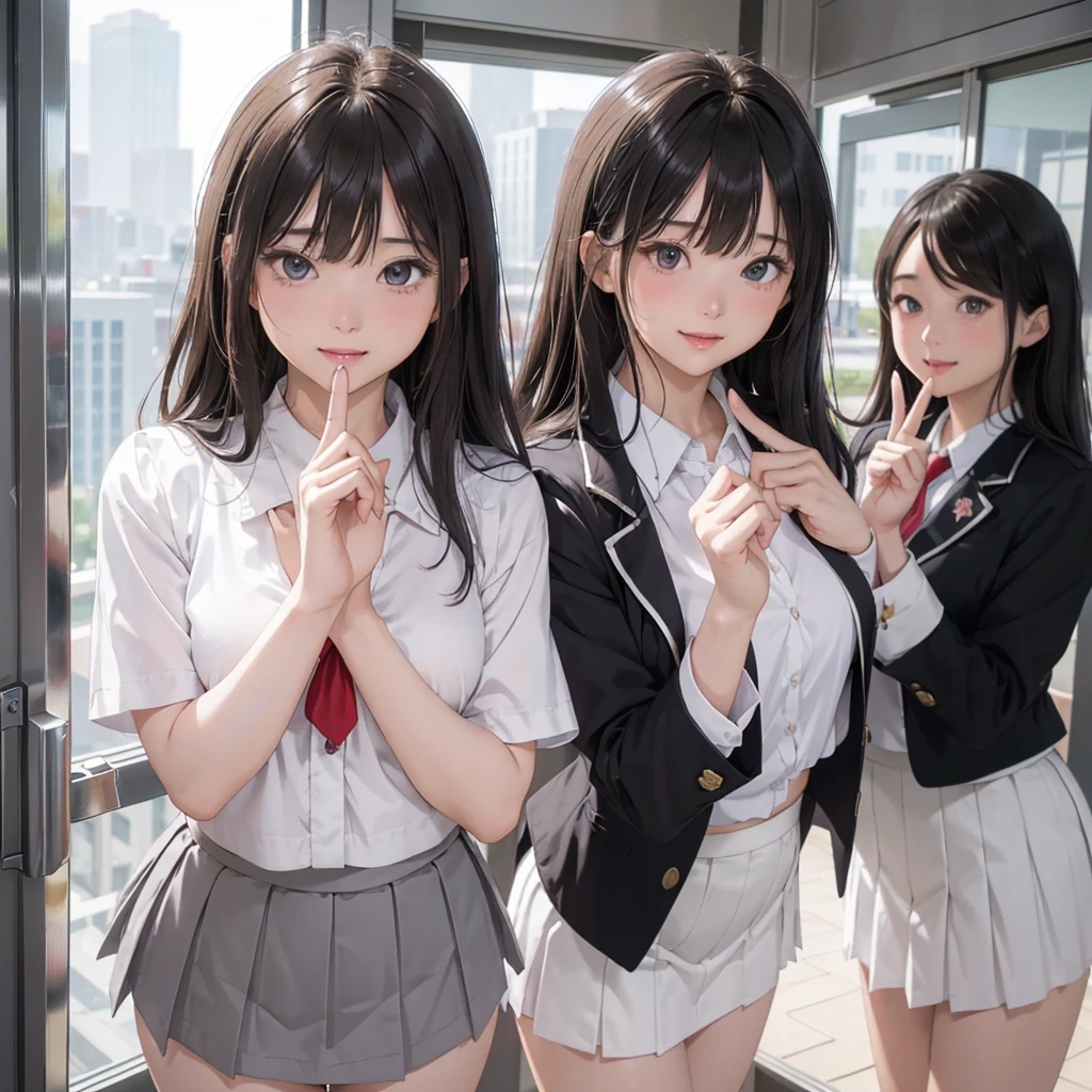 (8K、Raw photo、highest quality、masterpiece:1.2)、one girl、beautiful girl、silver hair、(curly hair)、(((white panties)))、NSFW、mini skirt、(smile showing teeth )、(((lift the hem of the skirt、スカートの裾をboth handsで持ち上げる、Lift the hem of the skirt yourself)))、thighs、d cup bust、((Japanese school uniform))、(blazer:1.2)、(チェック柄のmini skirt:1.5)、(tie:1.2)、checked skirt、Thighs、back view、butt、((highest quality、16K、muste piece:1.3))、detailed face、highly detailed lips、detailed eyes、realistic eyes、Beautiful hands of the city、both hands、normal hands、Two arms、full hand、beautiful body、beautiful fingers、normal finger、Five fingers、Five fingers、(thumb) 、index finger、middle finger、ring finger、little finger)、beautiful eyes、Shining eyes、beautiful mouth、beautiful lips、(Correct eye balance)、while looking at the viewer、background blur