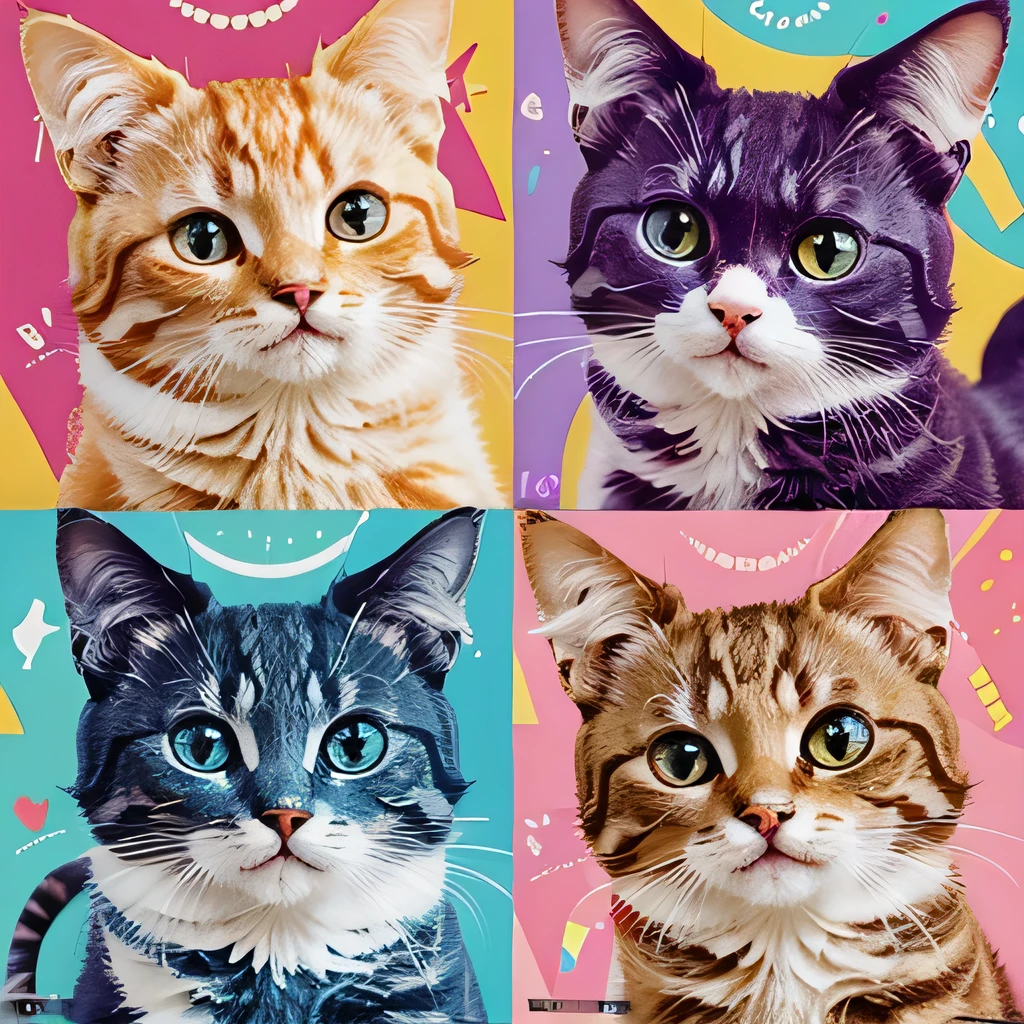 Cat　pop　colorful　cute　pop　An illustration　abstract