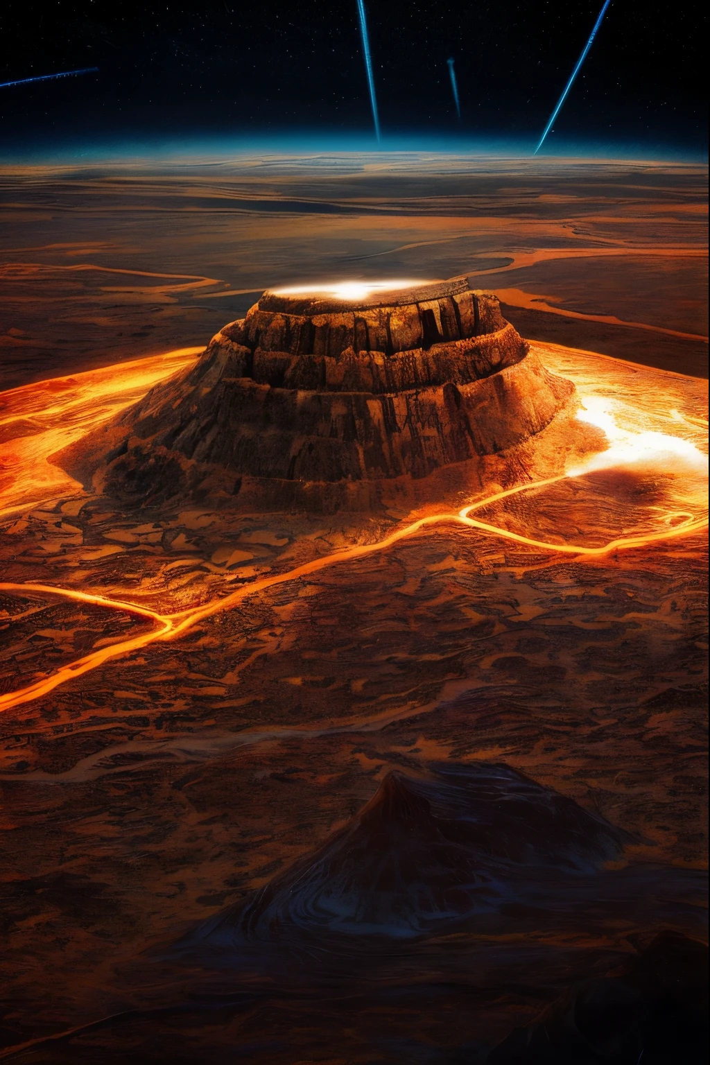 The Great Rift Valley region of the Martian Mo River alluvial plain,Rock Sugar Onyx nuclear-powered command gunboat Black Gold Cruiser Tower Snow Red Marble Glow Space Station 1:3 Models,starrysky,Cyberpunk art of a,Rembrandt light,Detail portrayal,macro shot,surface reflection,high definition detail,Dingdall effect,Light and shadow intensification,The light shines,particle fx,3D modeling,Surface reflected light,detail-rich,The texture is delicate,Strong visual impact,Hyper-detailing,A high resolution,high saturated,Ray traching,Light and shadow effects,16K smooth,A high resolution