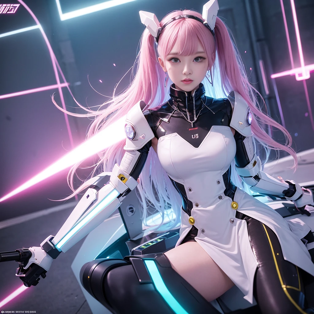 1 girl fox ears, solo, looking at the audience, flat bangs, (full body like young cute beautiful 18 year old girl:1.1), 3d face, beautiful girl, beautiful face, beautiful, girl face, kpop idol, supermodel, stunning innocent symmetrical face, (Guido Daniel's hands), perfect body, medium breasts, slender waist, slim legs, (high detail skin: 1.2), glowing eyes, goddess, natural skin texture, shiny skin, fair skin, beautiful and delicate face, detailed face, real skin texture, cute and delicate face, fine face, golden ratio, golden ratio face, expressive eyes, perfect face, perfect skin, flawless face, clear face, shiny hair, pale skin, proper body proportions, perfect anatomy, realistic skin texture, sweet lips, shiny lips, natural makeup, beautiful bright pupils, slender figure, complex eyes, detailed pupils, detailed face and eyes, long eyelashes, blush, good hands, Perfect hands, beautiful face, beautiful female body, delicate and delicate skin, oily shiny skin, broken, wearing high heels, ((mecha musume, mechanical parts, super robot joints, robot joints, single robotic arm, robotic arm, headdress, mechanical halo, star halo, complex mechanical tights, mecha corsets, tights, fully armored, (embers, battlefield, volumetric fog, gray fog, smoke, explosion, apocalypse, destroyed city background, buildings on fire: 1.3), (Floating colored sparks: 1.2), (Energy beam: 1.3), (Highly detailed wear metal texture: 1.3), (rust, dirt, dust, scratches, Abrasions on metal texture: 1.2), Science fiction, (pink hair, pink theme, pink uniform, pink eyes: 1.3), very long hair, (human halo from the body: 1.4), (pink energy light emitted by the body: 1.4), (whole body: 1.3), (flight: 1.3), (Lightning Discharge Lightning Effect: 1.2), (Shock: 1.3), (Glow Particle: 1.4), Gun, Combat, (Electric Spark, Spark, Missile, Dodge Bullet, Building Hit by Missile, Futuristic Tech Drone Hit by Laser Weapon: 1.3), Adventure Appearance, Starry Sky, Color Refraction, Wormhole World, Futuristic City