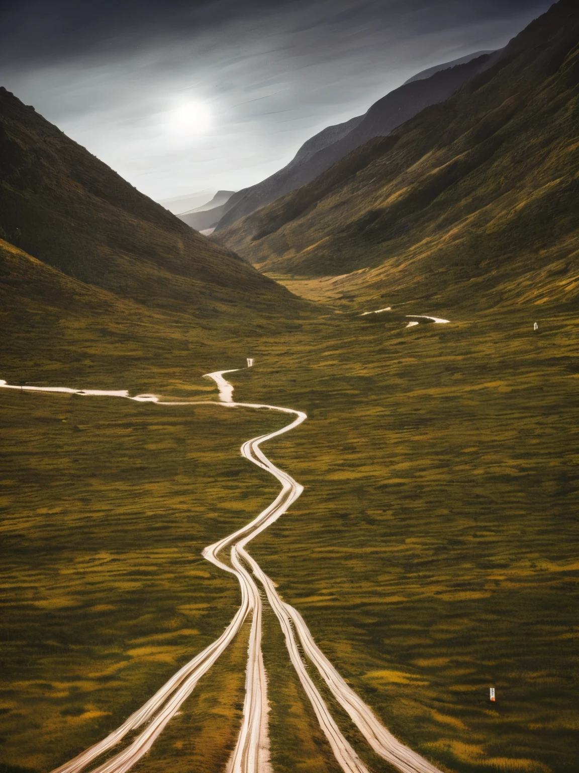 "(best quality,superior quality,dark),despair,Death wandering in the valley of shadows,raw,award-winning,landscape"