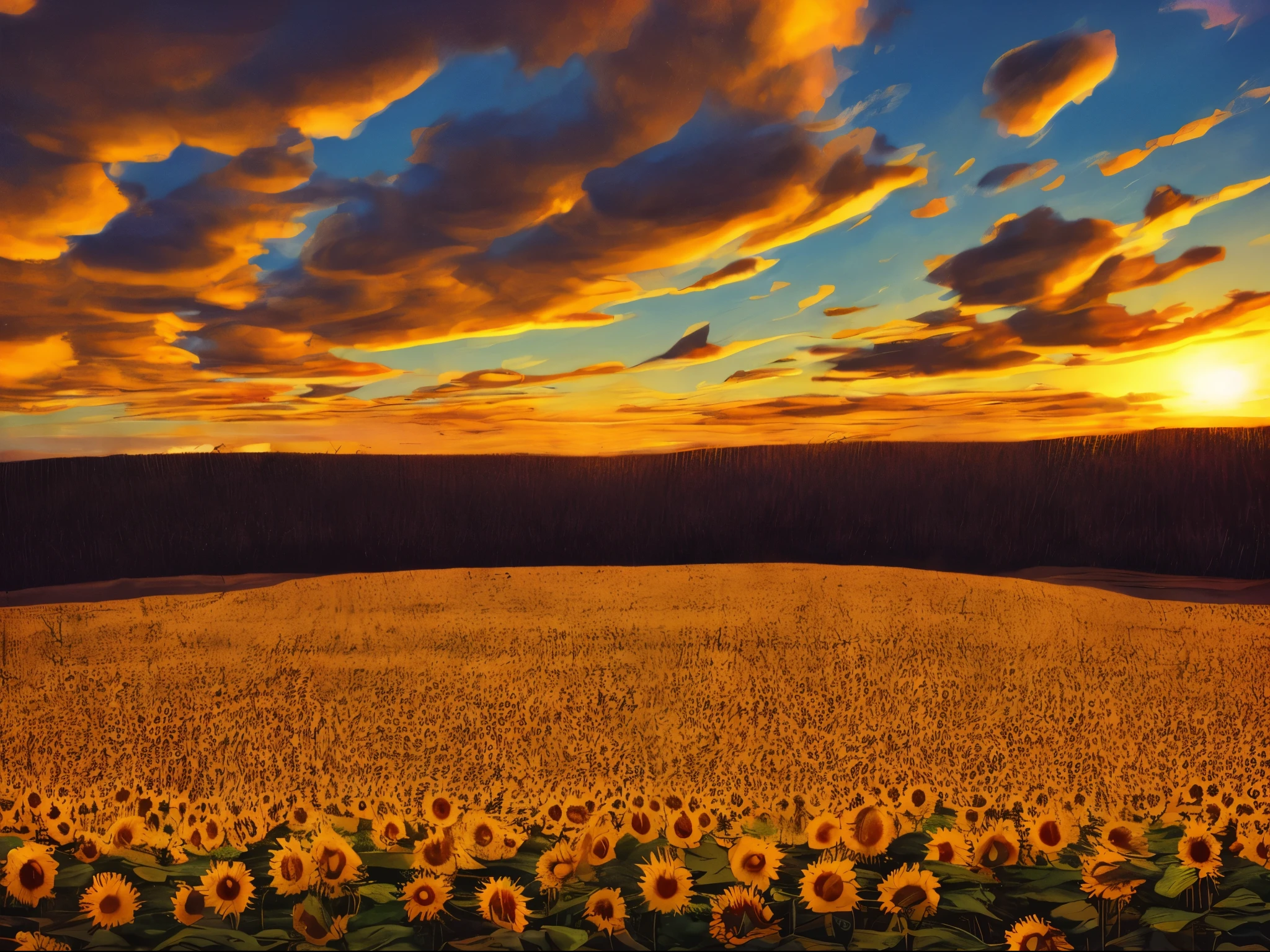 Clouds roll together, the sun in center