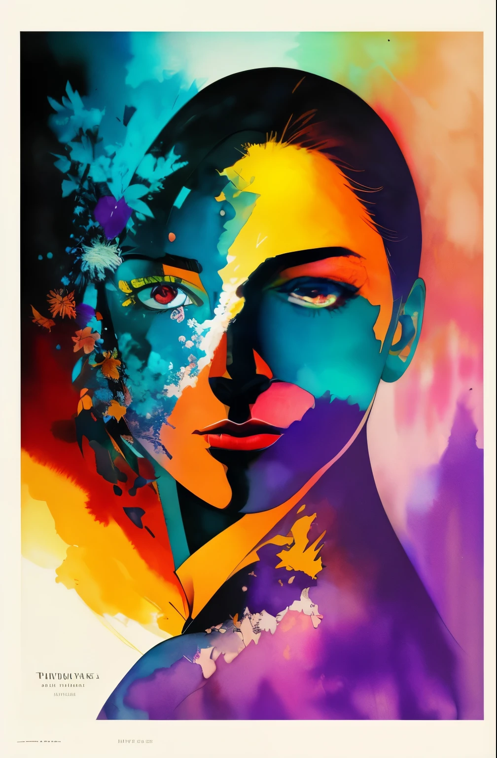 painting of woman, tumbler, figurative art, Intense watercolor painting, watercolor detailed art, Watercolor Splash, surreal, Avant-garde pop art, Beautiful and expressive paintings, Beautiful artwork illustration, very colorful tones, wonderful, cool beauty, birdland lullaby, highest quality,official art, women only, sharp outline, best shot, vector art, Written by Sandra Chevrier, Dave McKean、by Richard Avedon、Written by Makiezi Kusiala, luminous design, bouquet of light spectrum, beyond eternity