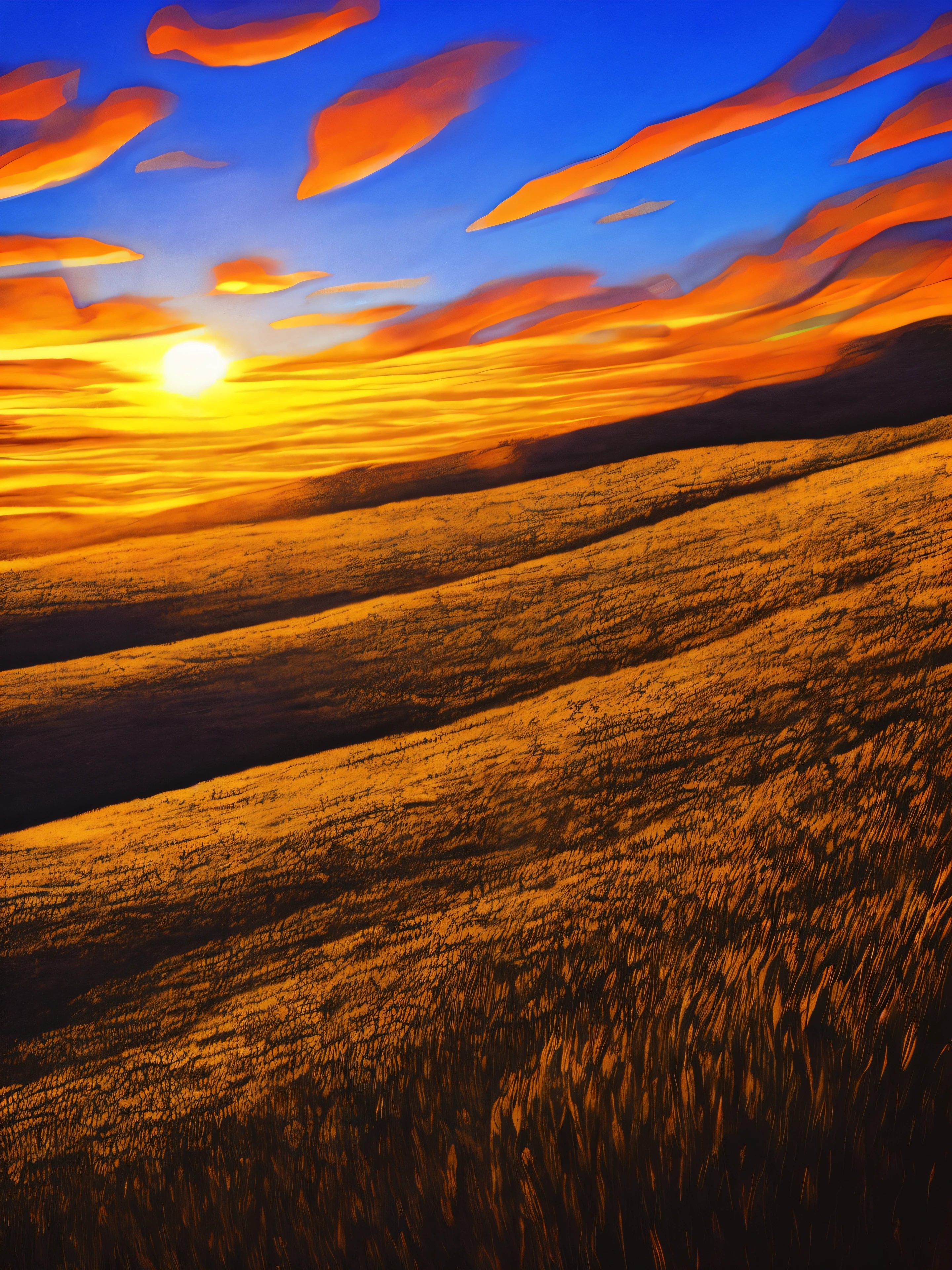 paisaje atardecer, cielo amarillo, pasto alto , nubes, twilights, paisaje plano, sol hermoso, grass meadow