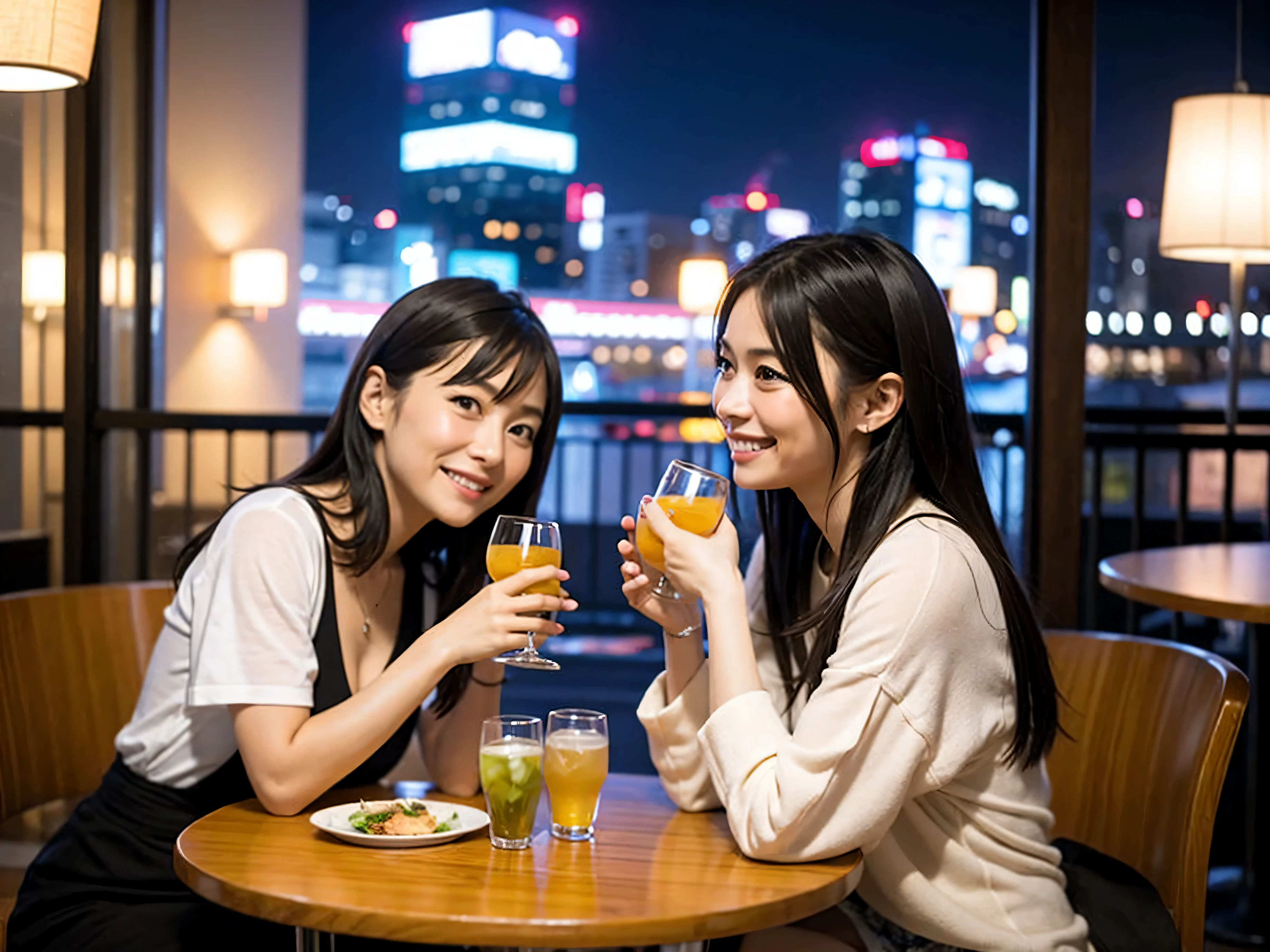 Detailed images that look like they were taken with a high-end camera、party、couple、banquet、Japanese sake、Shochu、Japanese sakeファン、I love Japanese sake、because I&#39;thin、Women who drink alcohol、36 years old、38 years old、Colombia、Brazilian、Japanese、Dutch、German、Portuguese、Belgian、chiri、American、french、Spaniard、Italian、Indian、Englishman、Cut your hair short、brown hair、beautiful woman with glasses and cup、Japanese sakeグラスとワイングラスには清酒が入っています.、720m of Japanese sake、1.You can also see the 8L sake bottle...、There is also Choshi、adult woman in her 30s、Have a nice smile while enjoying a drink.、The location is a hotel restaurant..、You can see the beautiful night view of the city outside the window..、The floor is the 1st floor、In the background you can see a man and a woman enjoying alcohol...。