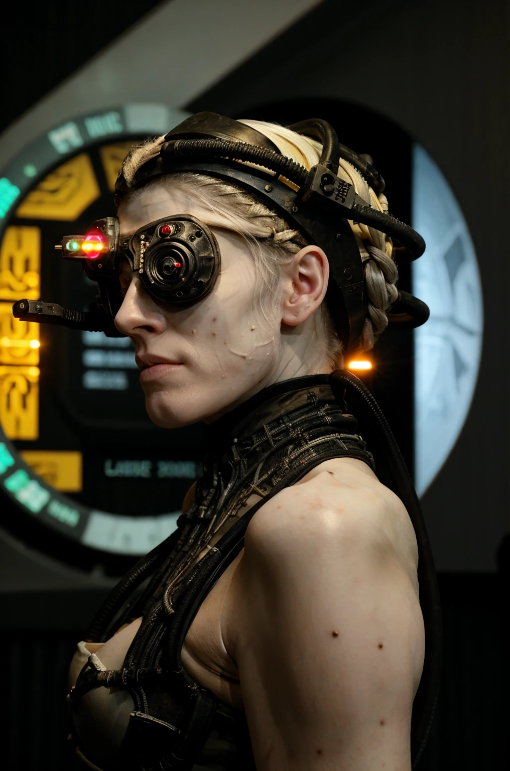 borg woman casey, (cable:1.4), 

[(pale white:.1) (Natural:1) (skin:1.3)::8]
[[(Natural:1.1) (pale white:.9) (skin:1.3):8]::16]
[(Natural:1) (pale white:1.3) (skin:1.3):16]
 [(with:.01) (beauty_marks:.01):6], 

[(bald:.15)::9], [[(long light blonde hair:.8):8]::12], [(long light blonde hair:1.4):12], [albino Nordic:8], side view, 

(medium shot:1.4), (cybernetic:.2) (cyborg:.3) (bikini:1) (with laser led lights:1), [borg implants::6], eyepatch, assimilation, 

[young:4], front light, fit, well lit, sunny, bright, [(led lights, laser lights:.01):8], detailed skin,  photograph, detailed, high resolution, RAW photo, in frame, 

[BREAK:8] 
[(many beauty_marks and:.01) (many light moles on her skin:1.2):8], 

[BREAK (light brown moles:.1):12]