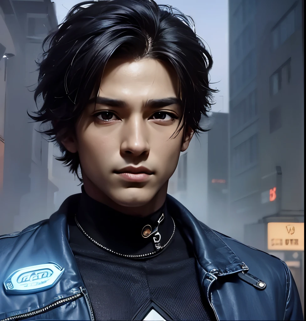 Make a digital character with the help of reference image,boy works as a cyberpunk in cybercity,exuding cool and confidence in best quality, 8k resolution. His ultra-detailed, photorealistic features are a masterpiece of digital art, a 1.37 blend of realistic and futuristic elements. His sleek and stylish futuristic attire is adorned with glowing neon tattoos and intricate digital accessories, reflecting the city's reflections on their polished surfaces. His expressive eyes, meticulously crafted with advanced lighting effects, convey a depth of emotion. His meticulously sculpted facial features are dynamic, as he pos