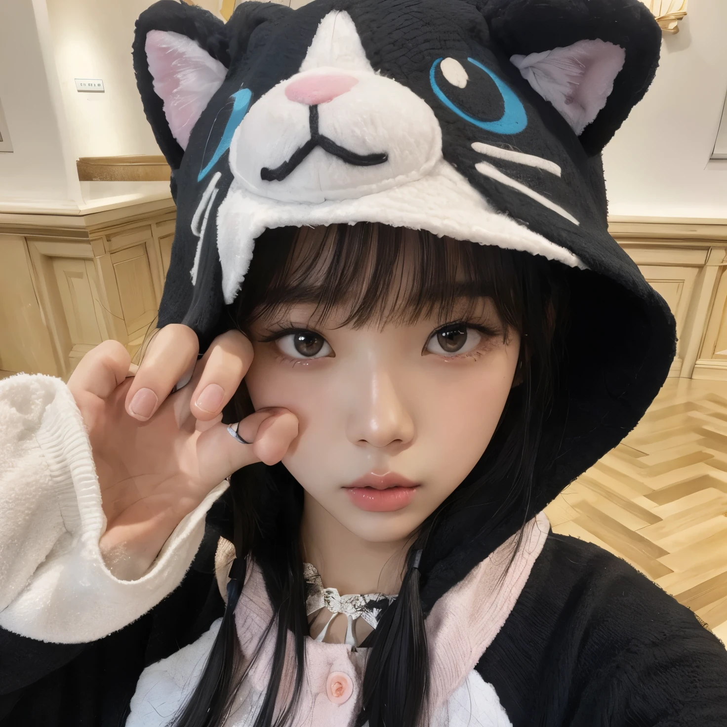 Wonyoung from IVE face, foto realista, ultra HD, 8k, big juicy lips 