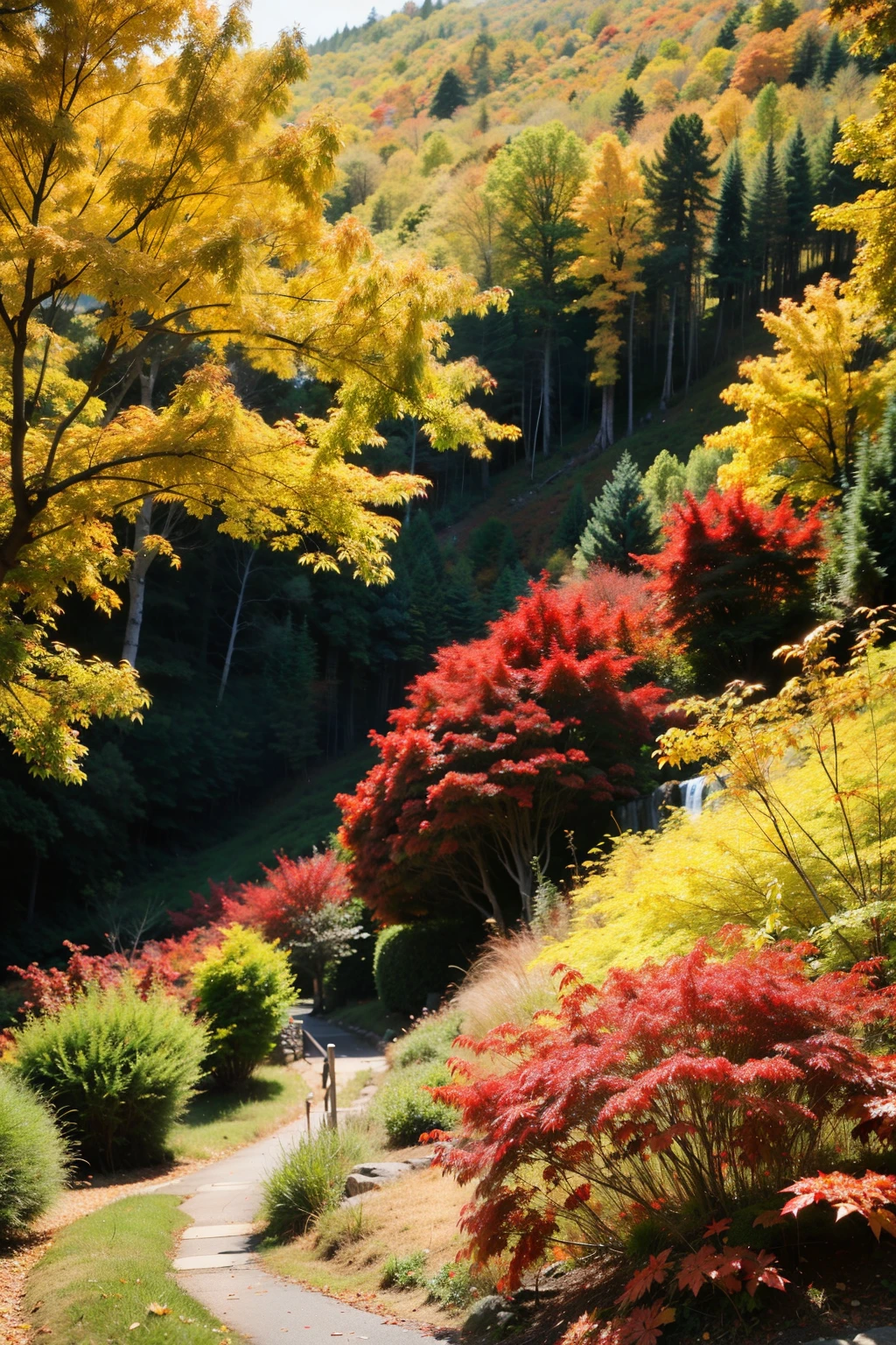 The mountains are sprawling,The forest is dyed,maple leaves like fire,Egrets dance,What a charming autumn color picture。