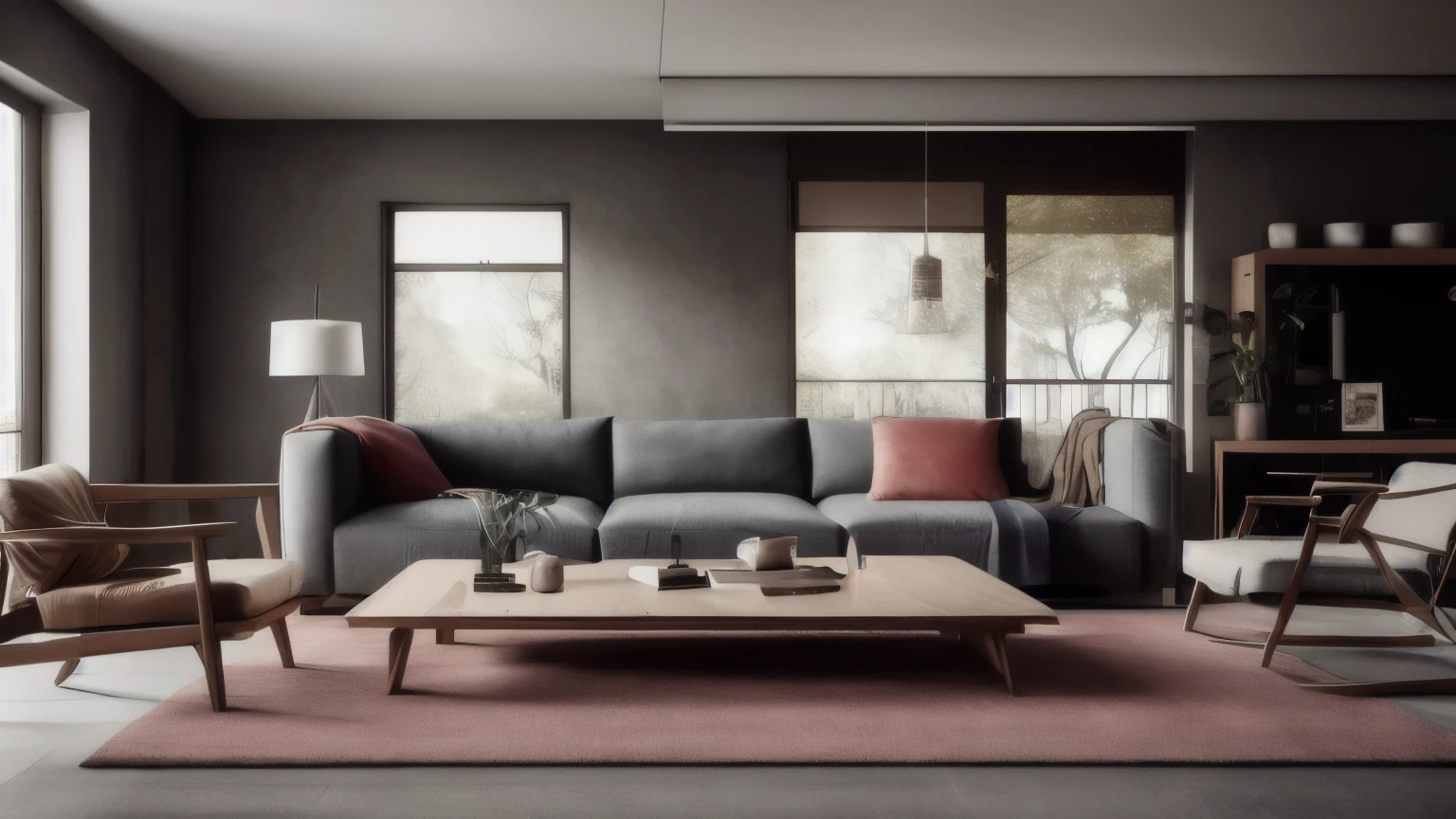 hyper ultra realistic photographs full body of Stylish and comfortable pink sofa and armchair near blank wall with copy space. Minimalist japandi home interior design of modern living room. ratio 16:9, 4k, 8k resolution, High quality photo, high detailed, imagesharp focus, Cinematic lighting,hyperdetailed & Unreal engine, detail, realism, photography,cinematography, camera NIKON, lens NIKKOR flagship, masterpiece. hyper-maximalism, ultradetailed photorealistic, light skin imperfections, final render, vray