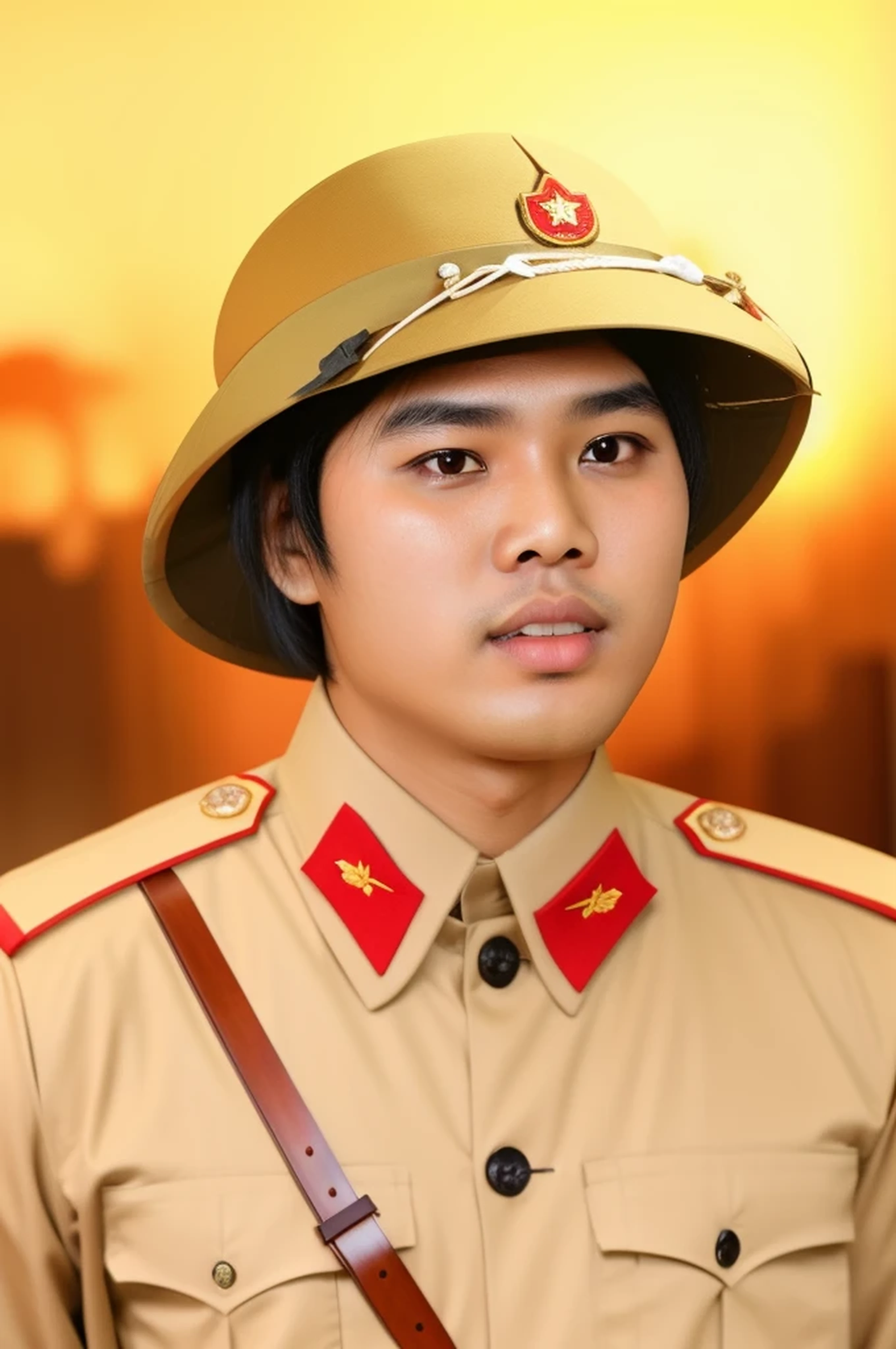 homme, cheveux noirs, Uniforme militaire vietnamien