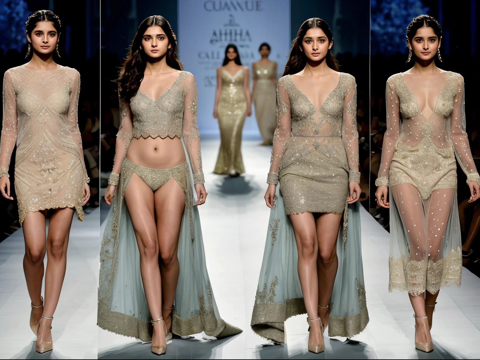 ((best quality)), ((masterpiece)), (detailed), perfect face
haute couture fashion show, naked alia bhatt walking the ramp, wearing very thin see through shroud barely hiding her features, crowds of people watching the event