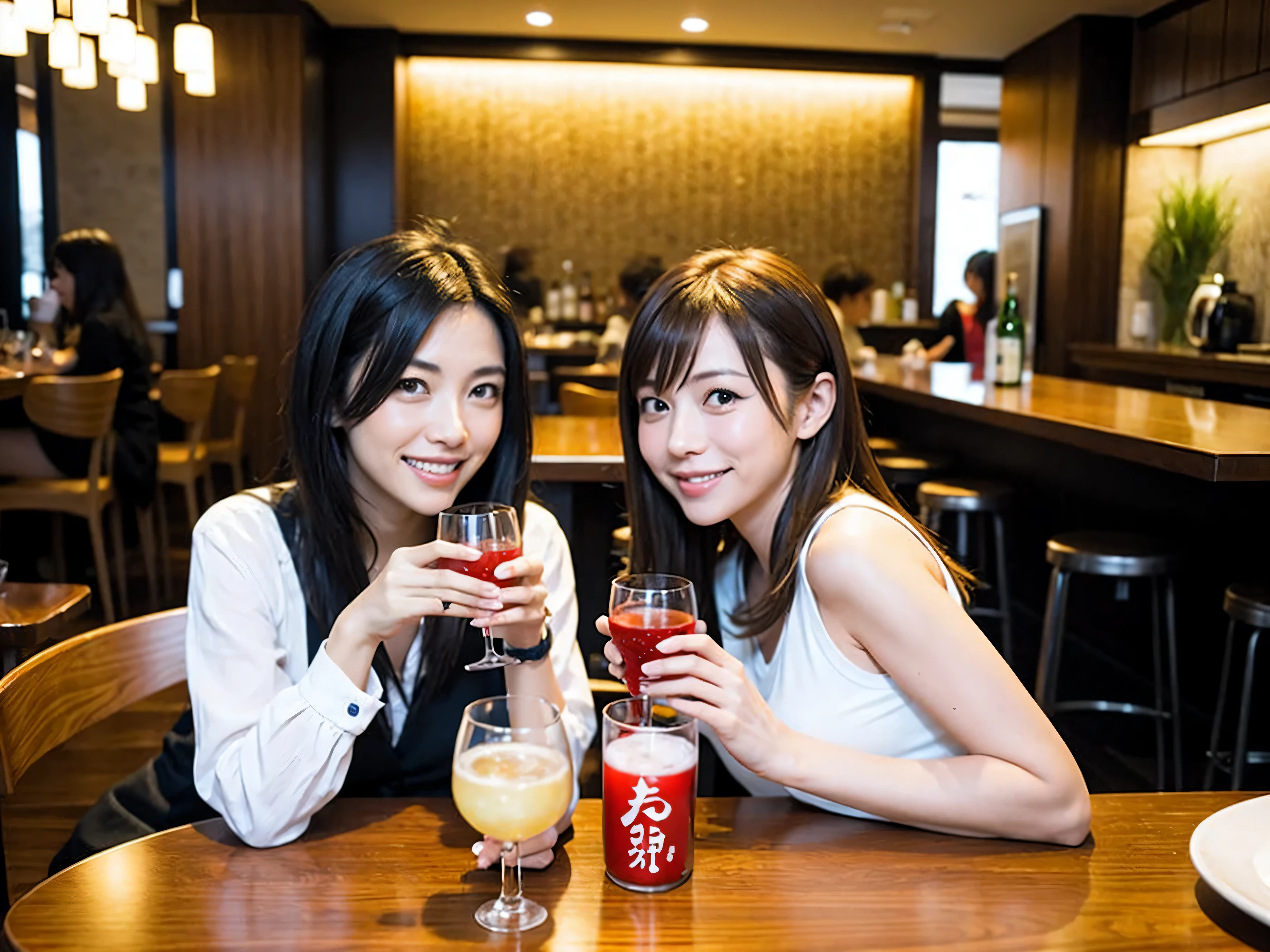 Detailed images that look like they were taken with a high-end camera、party、couple、banquet、Japanese sake、liter bottle、Inoguchi、Shochu、hot sake、Japanese sakeファン、I love Japanese sake、because I'thin、Women who drink alcohol、36 years old、38 years old、Colombia、Brazilian、Japanese、Dutch、German、Portuguese、Belgian、chiri、American、french、Spaniard、Italian、Indian、Englishman、Cut your hair short、brown hair、beautiful woman with glasses and cup、Japanese sakeグラスとワイングラスには清酒が入っています.、720m of Japanese sake、1.You can also see the 8L sake bottle...、There is also Choshi、adult woman in her 30s、Have a nice smile while enjoying a drink.、The location is a hotel restaurant..、You can see the beautiful night view of the city outside the window..、The floor is the 1st floor、In the background you can see a man and a woman enjoying alcohol...。