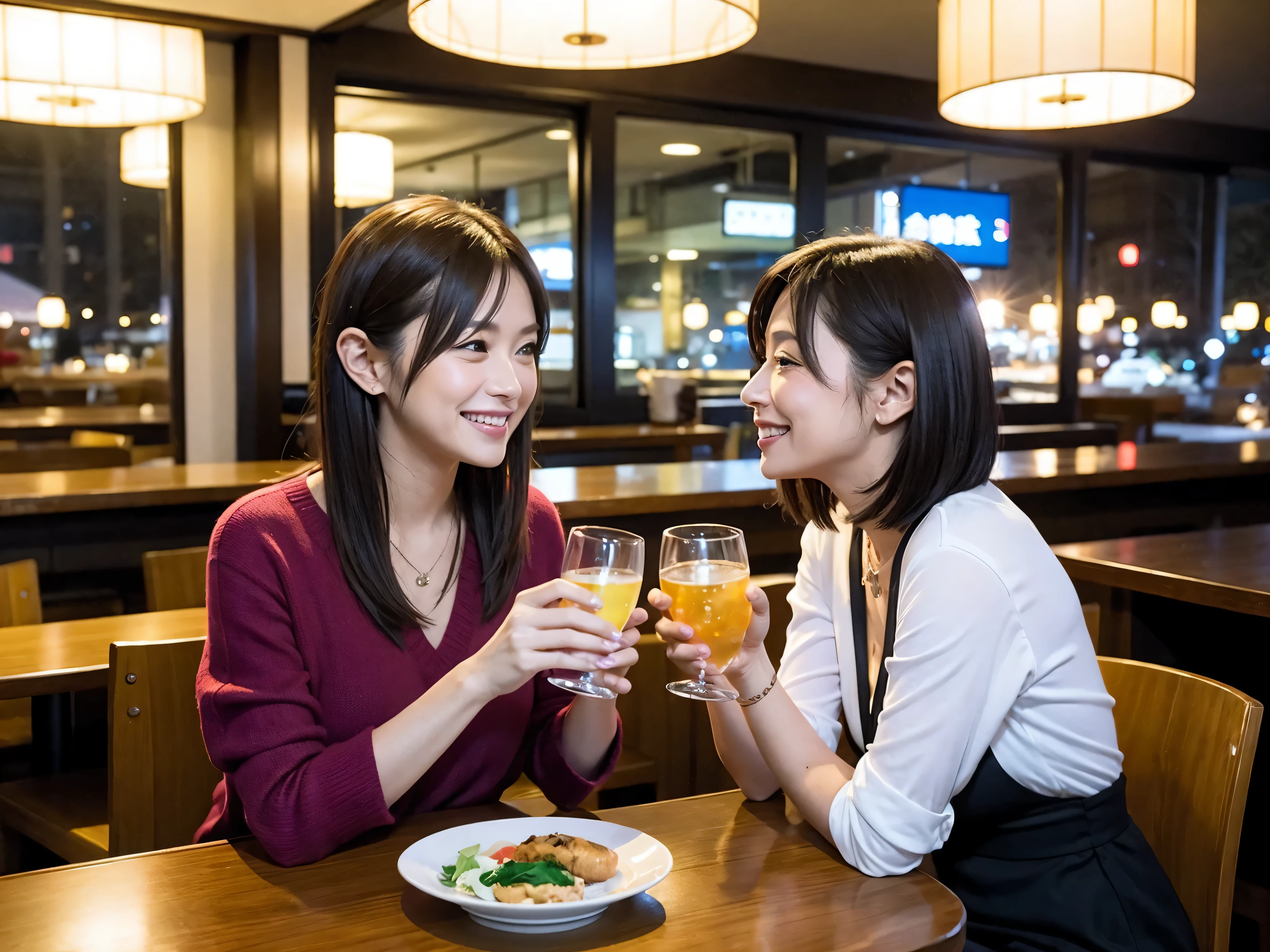 Detailed images that look like they were taken with a high-end camera、party、couple、banquet、Japanese sake、liter bottle、Inoguchi、Shochu、hot sake、Japanese sakeファン、I love Japanese sake、because I'thin、Women who drink alcohol、36 years old、38 years old、Colombia、Brazilian、Japanese、Dutch、German、Portuguese、Belgian、chiri、American、french、Spaniard、Italian、Indian、Englishman、Cut your hair short、brown hair、beautiful woman with glasses and cup、Japanese sakeグラスとワイングラスには清酒が入っています.、720m of Japanese sake、1.You can also see the 8L sake bottle...、There is also Choshi、adult woman in her 30s、Have a nice smile while enjoying a drink.、The location is a hotel restaurant..、You can see the beautiful night view of the city outside the window..、The floor is the 1st floor、In the background you can see a man and a woman enjoying alcohol...。