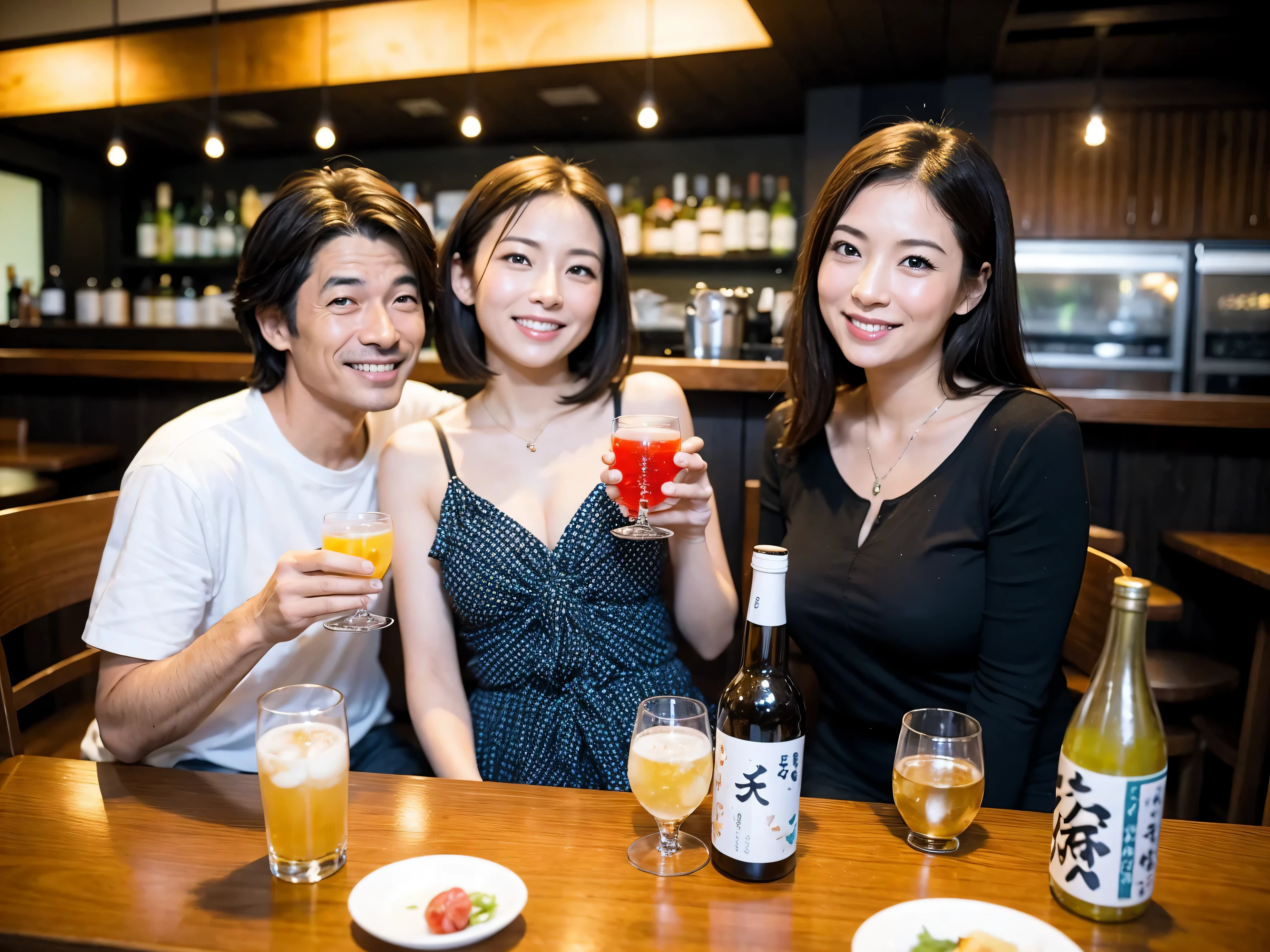Detailed images that look like they were taken with a high-end camera、party、couple、banquet、Japanese sake、liter bottle、Inoguchi、Shochu、hot sake、Japanese sakeファン、I love Japanese sake、because I'thin、Women who drink alcohol、36 years old、38 years old、Colombia、Brazilian、Japanese、Dutch、German、Portuguese、Belgian、chiri、American、french、Spaniard、Italian、Indian、Englishman、Cut your hair short、brown hair、beautiful woman with glasses and cup、Japanese sakeグラスとワイングラスには清酒が入っています.、720m of Japanese sake、1.You can also see the 8L sake bottle...、There is also Choshi、adult woman in her 30s、Have a nice smile while enjoying a drink.、The location is a hotel restaurant..、You can see the beautiful night view of the city outside the window..、The floor is the 1st floor、In the background you can see a man and a woman enjoying alcohol...。