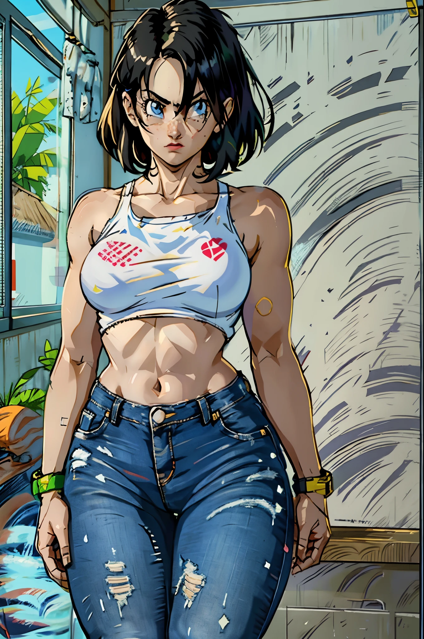 Videl, muito sensual, com roupas de funkeira, brasileira, rio de janeiro, dancing funk, rebolando, bunda grande, pernas grossas, usando um short jeans extremamente curto, usando uma mini blusa, umbigo com pirsing, sneakers Nike, cabelo grande, Speaker behind, corpo inteiro, muito realista, extremamente sexy, 8k, 8k extremamente detalhado), (um extremamente delicado e bonito), (obra-prima), (melhor qualidade: 1.0), (ultra highres:1.0)
