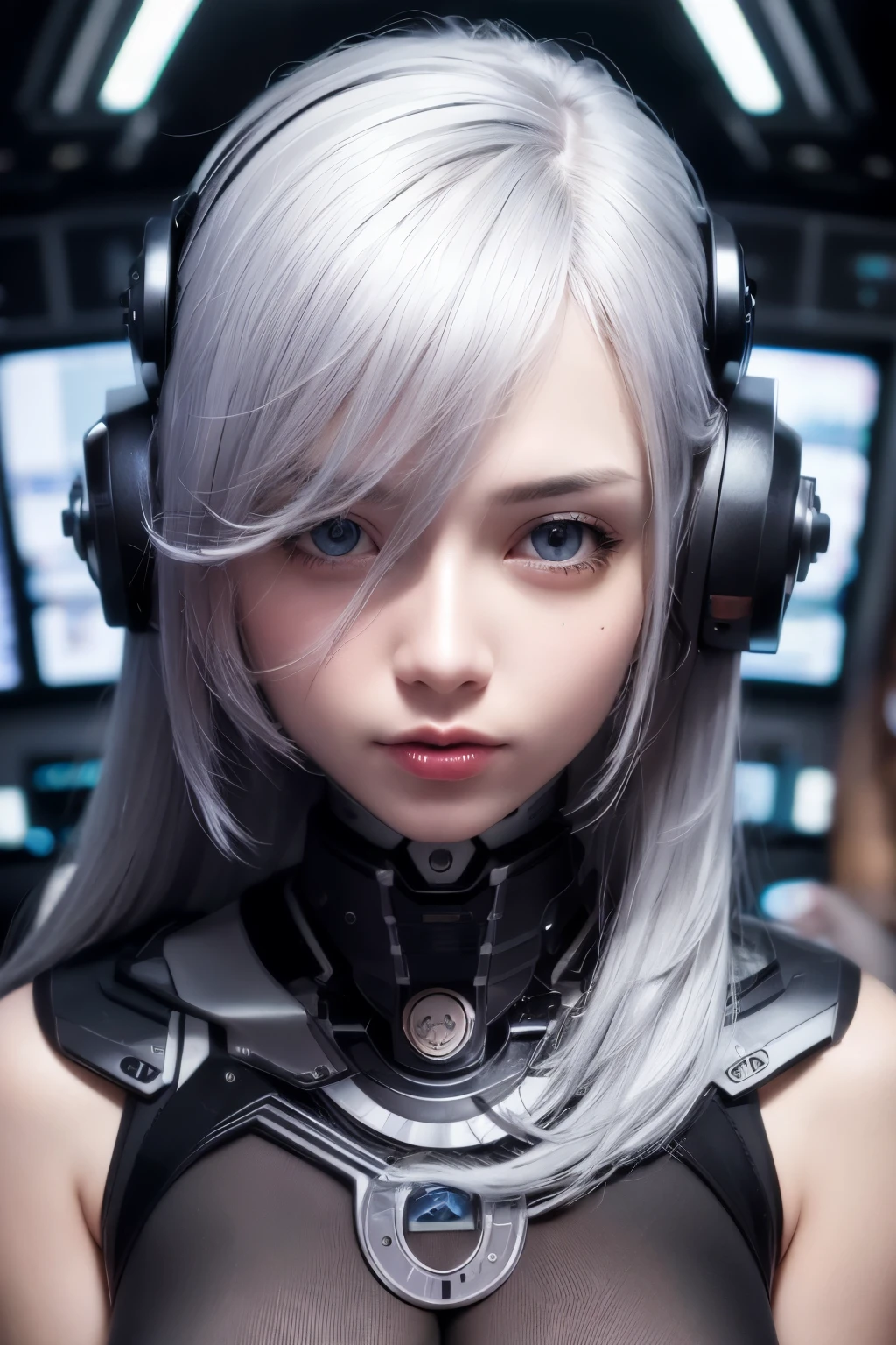 ((Best quality)), ((masterpiece)), (detailed), perfect face, Cyberpunc,
Space, ship,  colorful hair, Robotic

