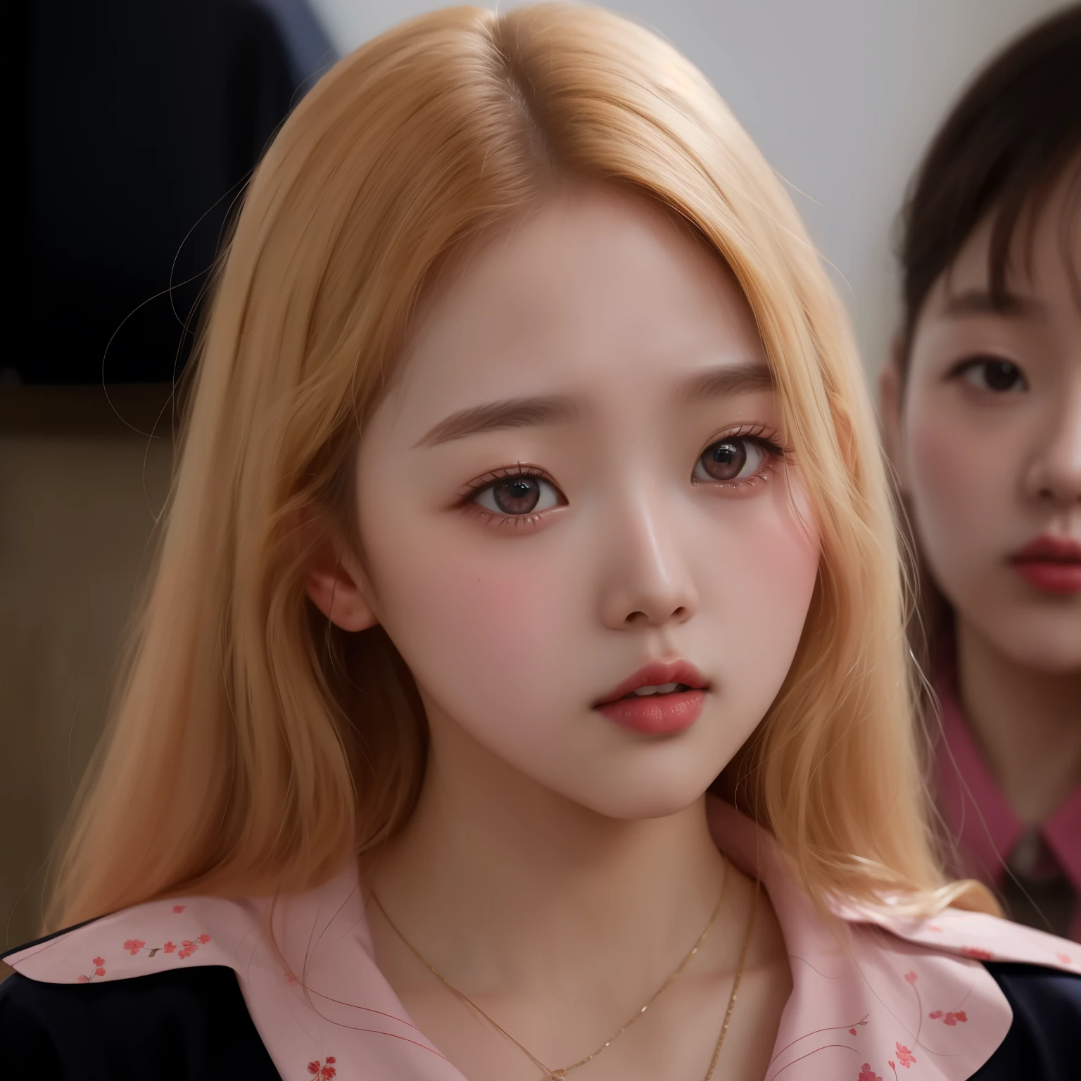 Wonyoung from IVE face, foto realista, ultra HD, 8k, big juicy lips
