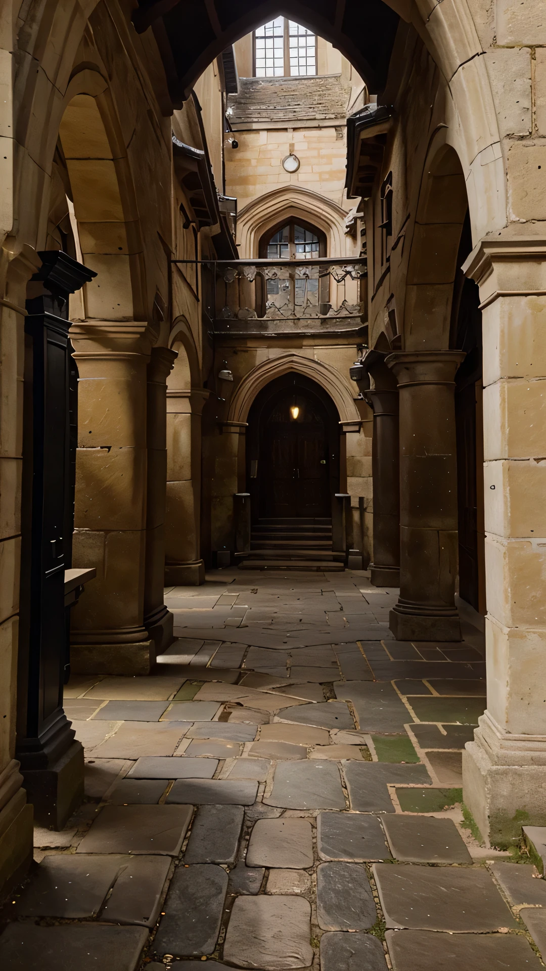 Create a visually rich and historically accurate representation of Oxford University in the year 1710. Envision the iconic architecture of the university, including stone buildings, courtyards, and the distinct features of the period. Populate the scene with students and scholars dressed in 18th-century academic attire, engaging in scholarly activities. Pay attention to the details of the surroundings, such as cobblestone paths, traditional attire, and any relevant cultural or academic symbols. Consider the atmospheric elements, such as the lighting and the overall ambiance, to evoke the academic and intellectual spirit of Oxford during this time. Craft an image that transports viewers to the esteemed halls and courtyards of Oxford University in 1710, capturing the essence of the intellectual and cultural vibrancy of the era.