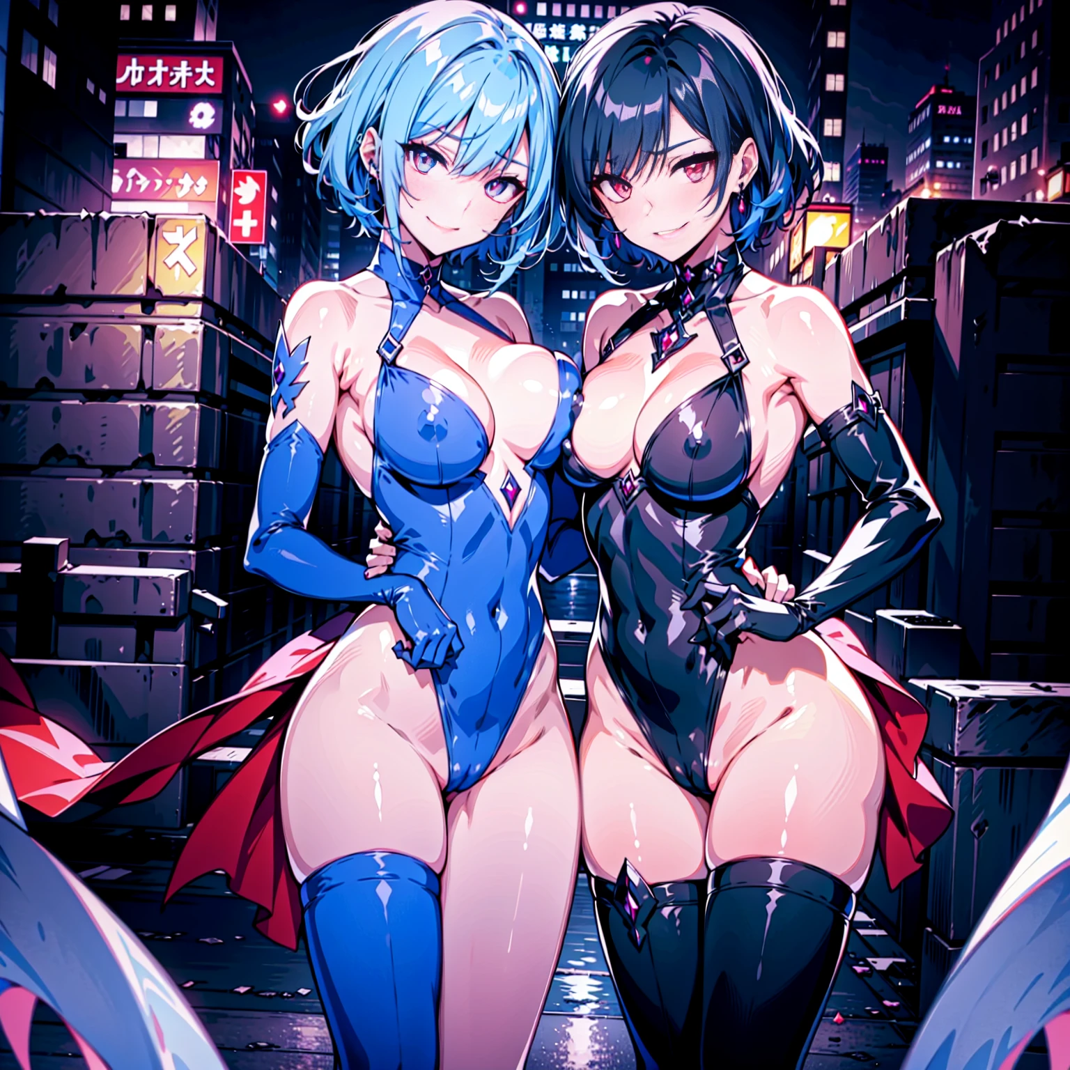 {nsfw evil dark ami mizuno:1.1}, beautiful detailed eyes, ultra detailed, corruption, evil fall, pubic tattoo, dark aura, full body
1girl, full body,,((1girl, solo female, solo, solo focus))+++++, standing, full body, evil, dark persona, bad end, contrapposto, villain, dark heroine,
lips, eyelashes, pubic hair, innie pussy, evil grin, evil smile, sadistic, erotic lips, seductive evil red eyes, provocative expression, big breasts, erect nipples visible through clothing, piercing, erect nipples visible through clothing, collarbone, blue hair, evil eyes, short hair, beautiful detailed evil red eyes,
between labia, fingerless_gloves, corrupted magical girl costume, frill, evil smile, panties,
(slutty dark magical girl clothes ), indifference,(beautiful detailed background), (tokyo city skyline:1), (rooftop:1),best quality, (beautiful lighting:1),