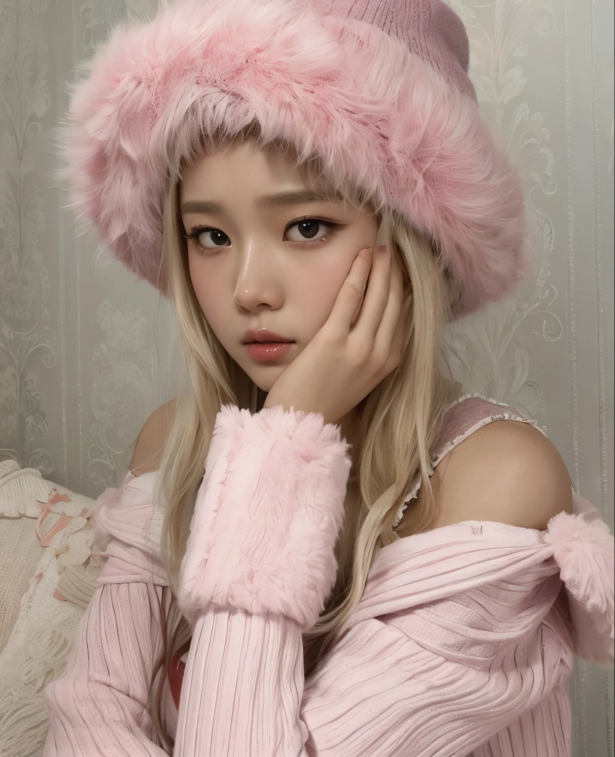 Wonyoung from IVE face, foto realista, ultra HD, 8k, big juicy lips 