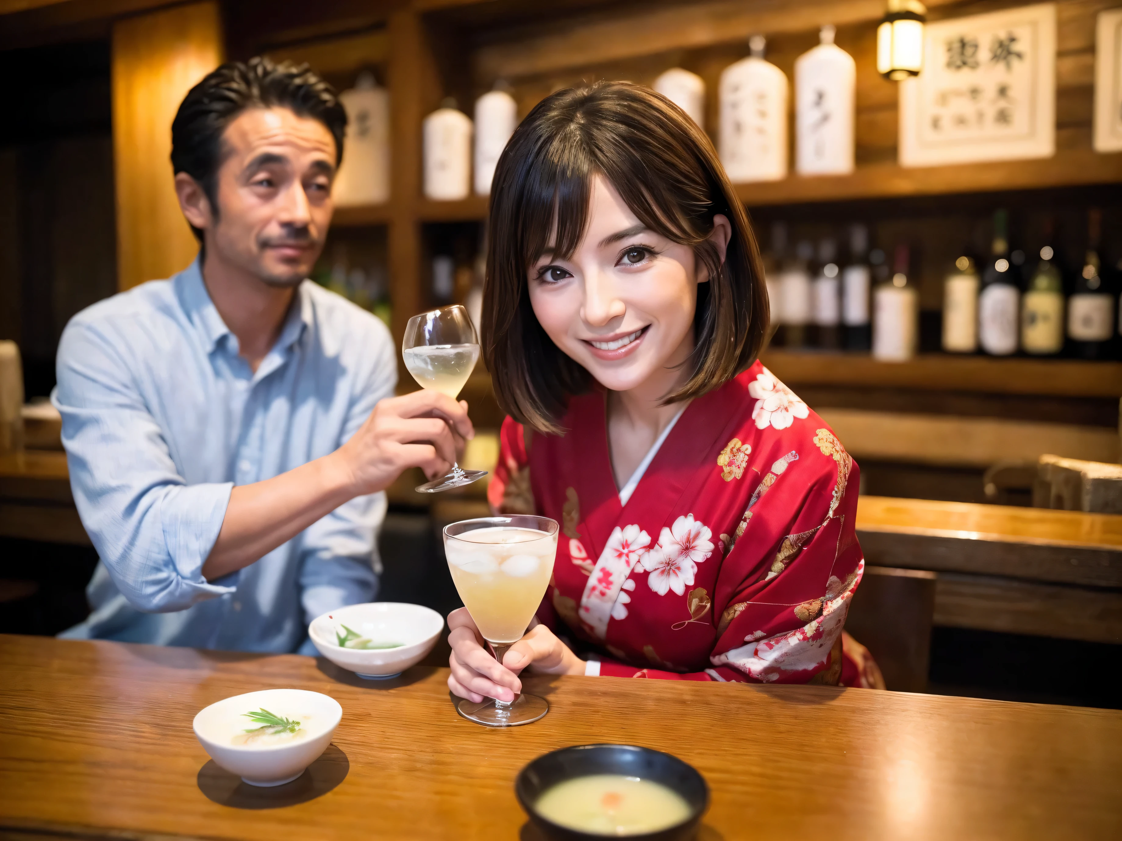 Detailed images that look like they were taken with a high-end camera、party、couple、banquet、Japanese sake、Shochu、hot sake、Japanese sakeファン、I love Japanese sake、because I'thin、Women who drink alcohol、36 years old、38 years old、Colombia、Brazilian、Japanese、Dutch、German、Portuguese、Belgian、chiri、American、french、Spaniard、Italian、Indian、Englishman、Cut your hair short、brown hair、beautiful woman with glasses and cup、Japanese sakeグラスとワイングラスには清酒が入っています.、720m of Japanese sake、1.You can also see the 8L sake bottle...、There is also Choshi、adult woman in her 30s、Have a nice smile while enjoying a drink.、The location is a hotel restaurant..、You can see the beautiful night view of the city outside the window..、The floor is the 1st floor、In the background you can see a man and a woman enjoying alcohol...。