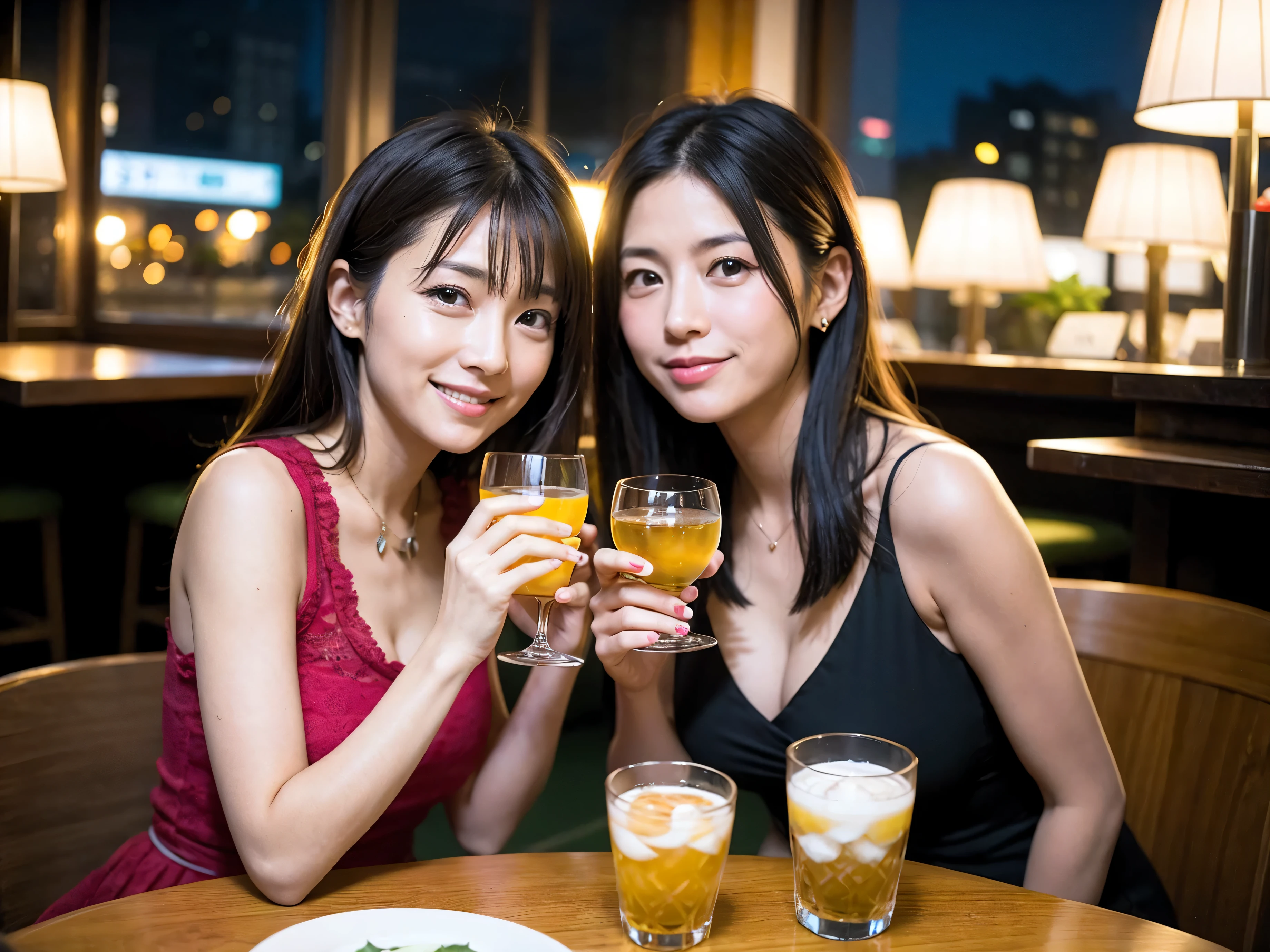 Detailed images that look like they were taken with a high-end camera、party、couple、banquet、Japanese sake、Shochu、hot sake、Japanese sakeファン、I love Japanese sake、because I'thin、Women who drink alcohol、36 years old、38 years old、Colombia、Brazilian、Japanese、Dutch、German、Portuguese、Belgian、chiri、American、french、Spaniard、Italian、Indian、Englishman、Cut your hair short、brown hair、beautiful woman with glasses and cup、Japanese sakeグラスとワイングラスには清酒が入っています.、720m of Japanese sake、1.You can also see the 8L sake bottle...、There is also Choshi、adult woman in her 30s、Have a nice smile while enjoying a drink.、The location is a hotel restaurant..、You can see the beautiful night view of the city outside the window..、The floor is the 1st floor、In the background you can see a man and a woman enjoying alcohol...。