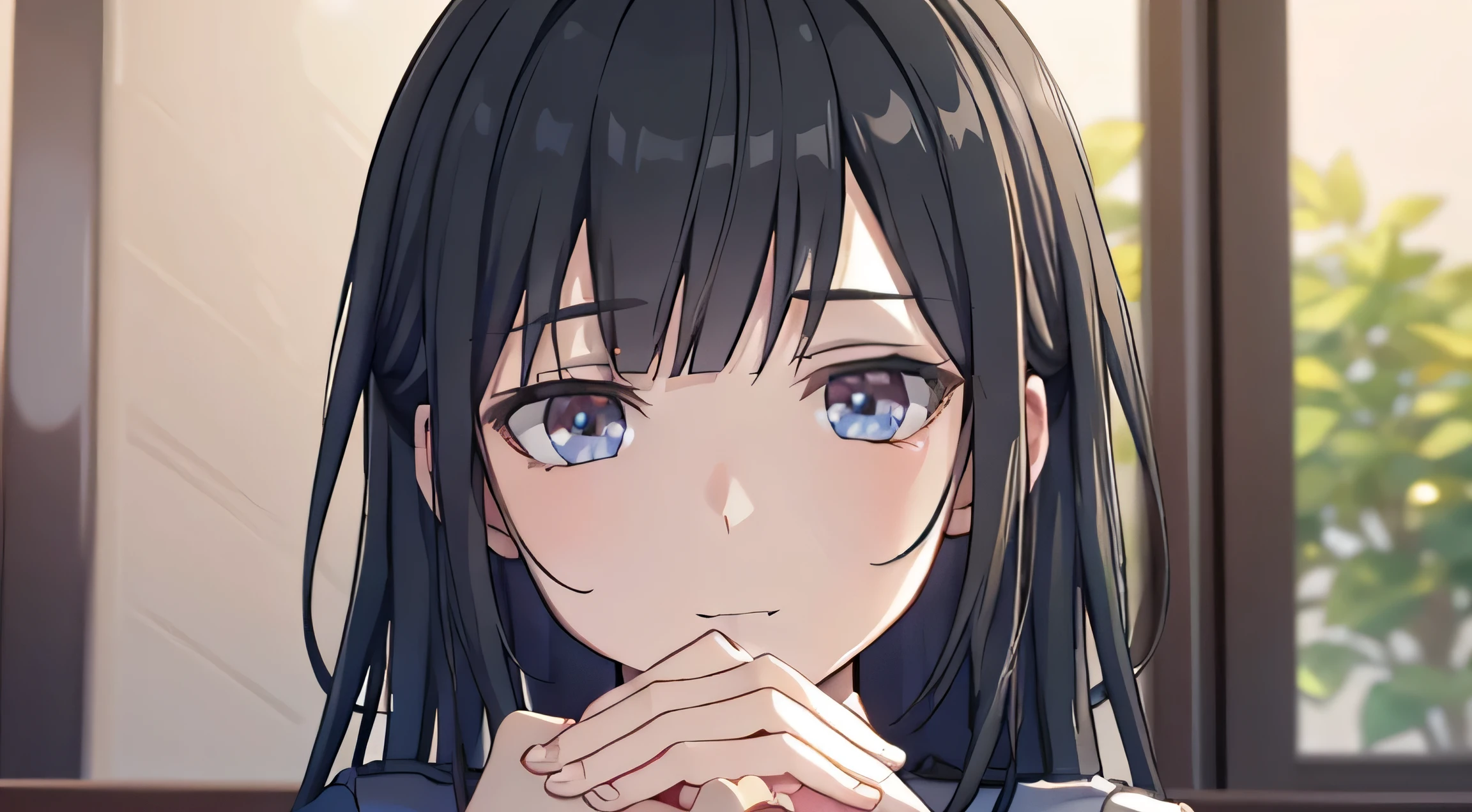 hashimoto_daeka, medium hair, black hair, blue eyes, casual clothes, quiet, faint smile, BREAK looking at viewer, BREAK (masterpiece:1.2), best quality, high resolution, unity 8k wallpaper, (illustration:0.8), (beautiful detailed eyes:1.6), extremely detailed face, perfect lighting, extremely detailed CG, (perfect hands, perfect anatomy)