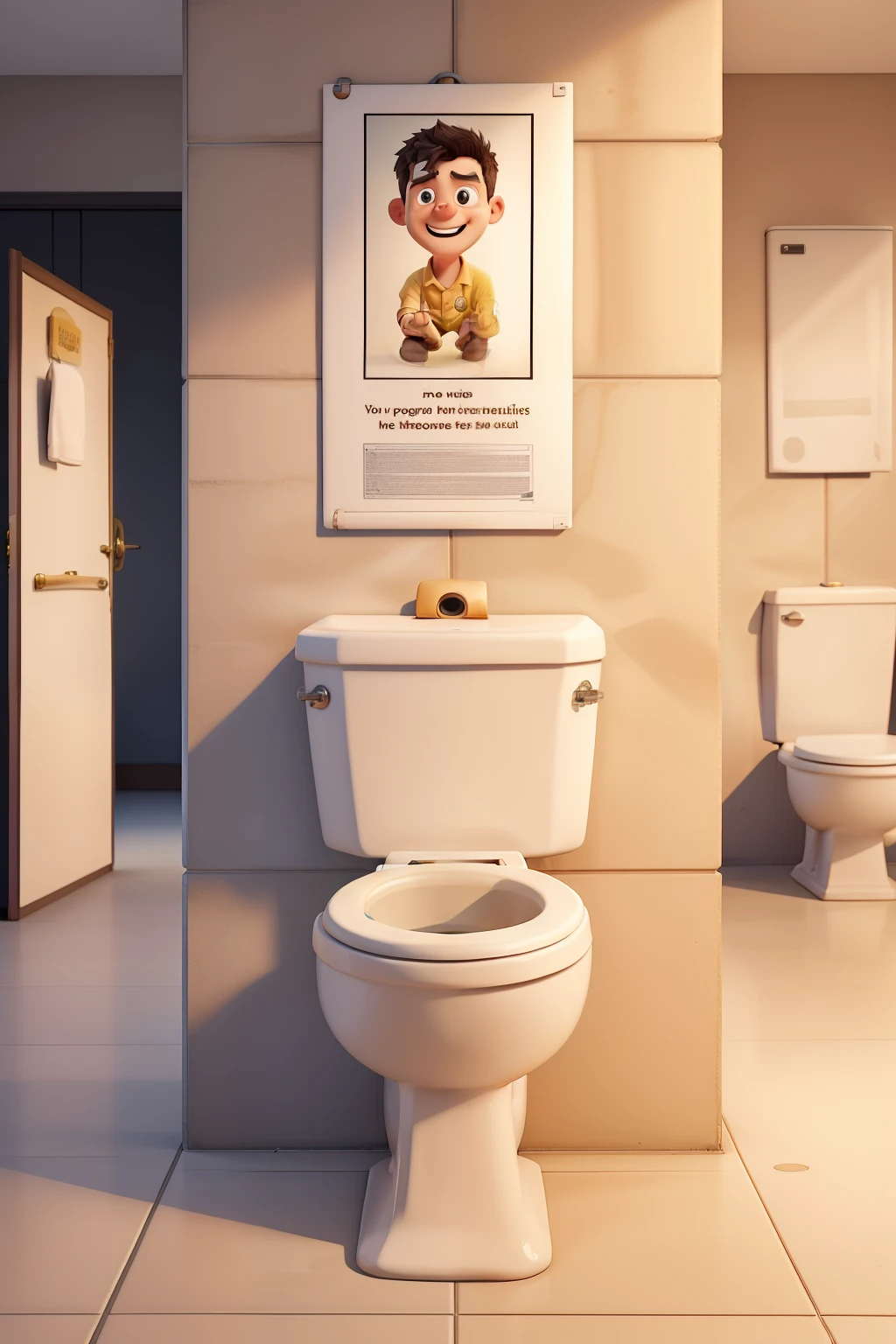 Create an image that raises awareness about the importance of urinating inside the toilet and promotes more respectful and careful behavior in public and private spaces. Make the image eye-catching, educativa y memorable!((Mejor calidad)), ((obra maestra)), (detallado), cara perfecta
