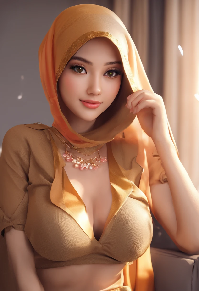 RAW, hijab SMA, school, big boob, braless, cameltoe, sexy pose 18 Years old, Indonesian mature woman, wearing Hijab, perfect body, Full body, natural Gigantic mature breast, Hard Nipple Erection, gorgeous eyes, Soft smile, wear a Latex bra, Tight Bra, Heart necklace, Breast about to burst Out, Nightime, Excellent light,