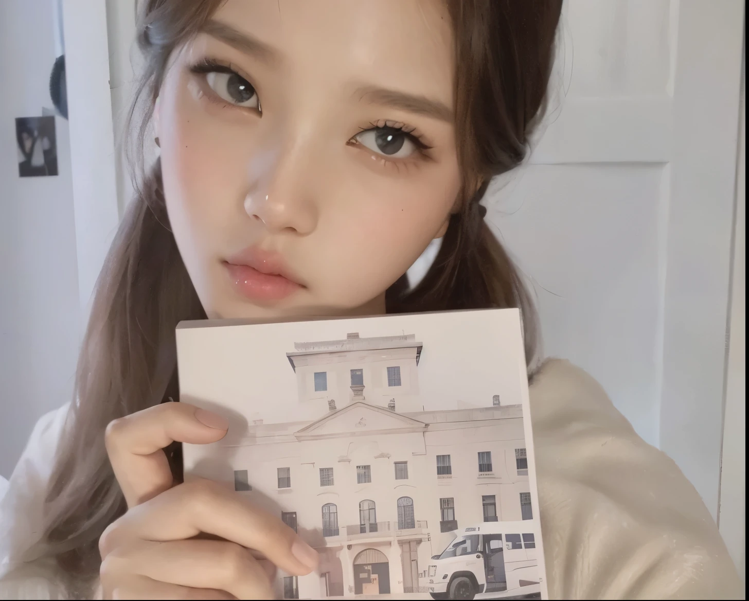 Wonyoung from IVE face, foto realista, ultra HD, 8k, big juicy lips