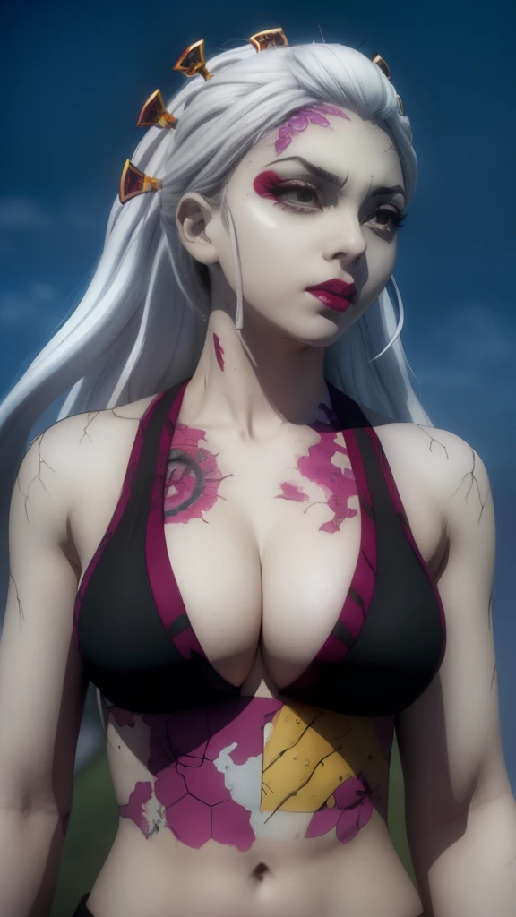 a close up of a woman in a bikini top with a cell phone, holy cyborg necromancer girl, anime character; full body art, shalltear from overlord, cyborg - girl with silver hair, perfect anime cyborg woman, portrait of a cyborg queen, ahegao, beautiful cyborg priestess, biomechanical oppai, afrofuturism anime